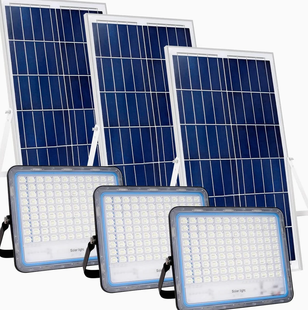 3 x faro led esterno con pannello solare 400w luce bianca 6000k Bianco IP67 impermeabile pannello led solare fotovoltaico con telecomando smd