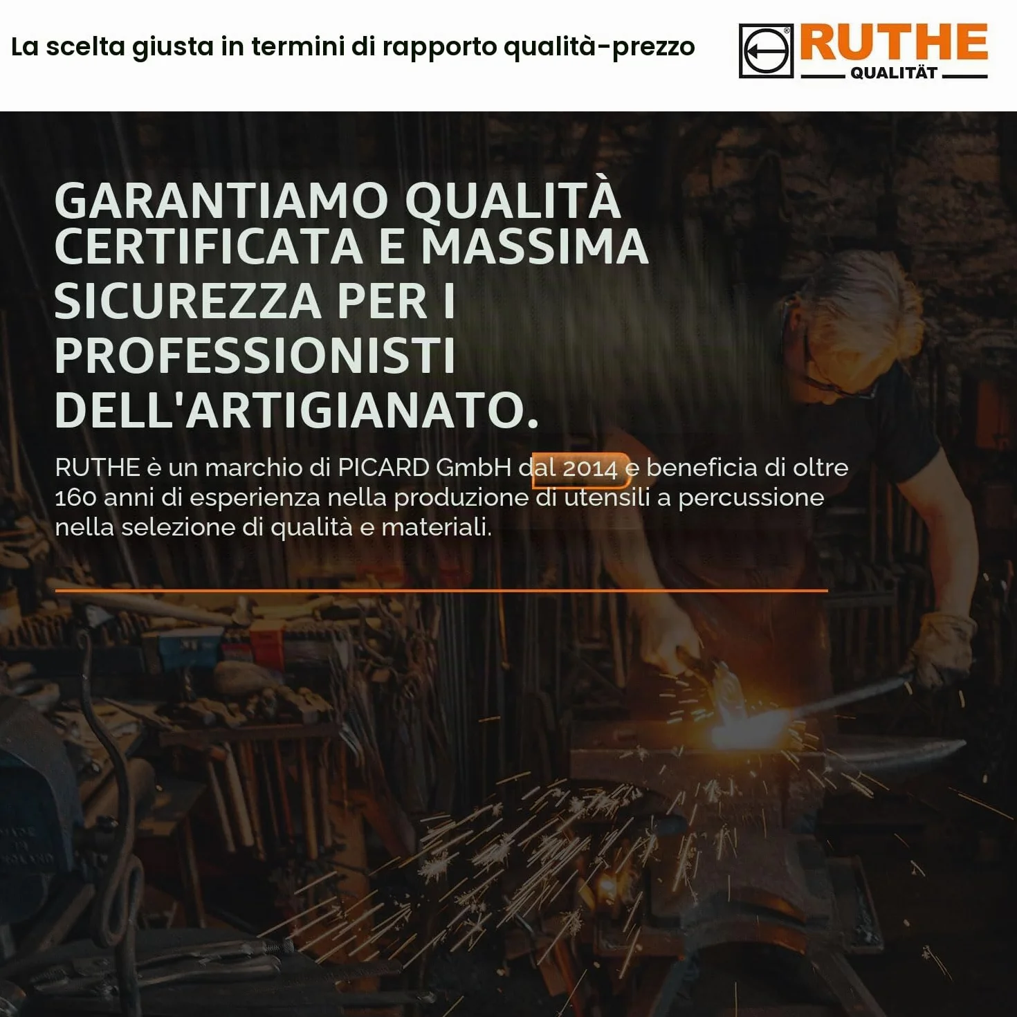 RUTHE Ascia spaccalegna 1.250g | Ascia da spacco in acciaio forgiato | Accetta professionale con manico in legno di hickory | Scure spaccalegna da 1.250 g