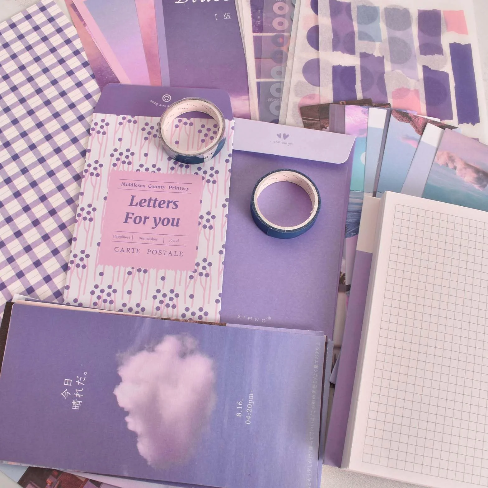 Zimoer Set di Accessori per Scrapbookking Estetico, Scrapbook Set di accessori estetici Bullet Journal con griglia A6, Bullet Junk Journal Set per Scrapbook Journaling, regalo DIY per ragazze e donne