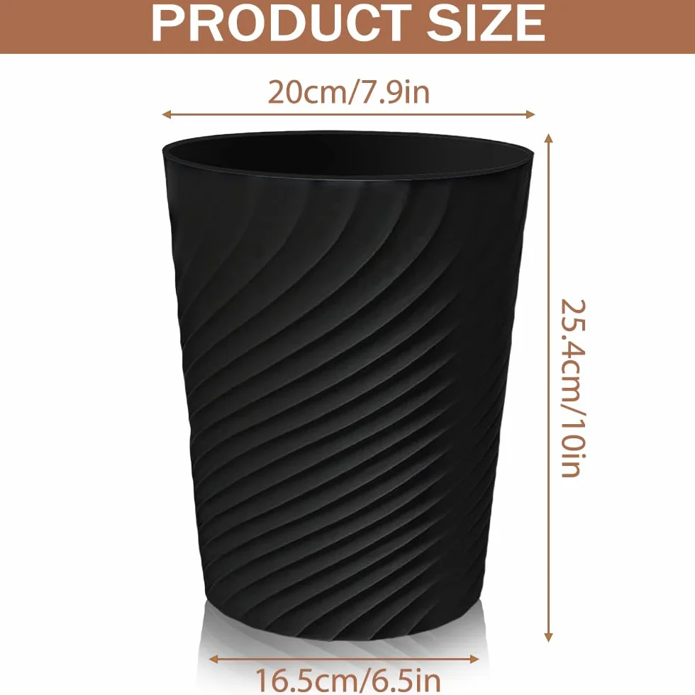 3 Pezzi Cestino Piccolo, Cestino per la Carta in Plastica, Pattumiera per Ufficio, Senza Coperchio, Pattumiera per Cucina, Cameretta dei Bambini, Camera da Letto, Soggiorno (Nero)