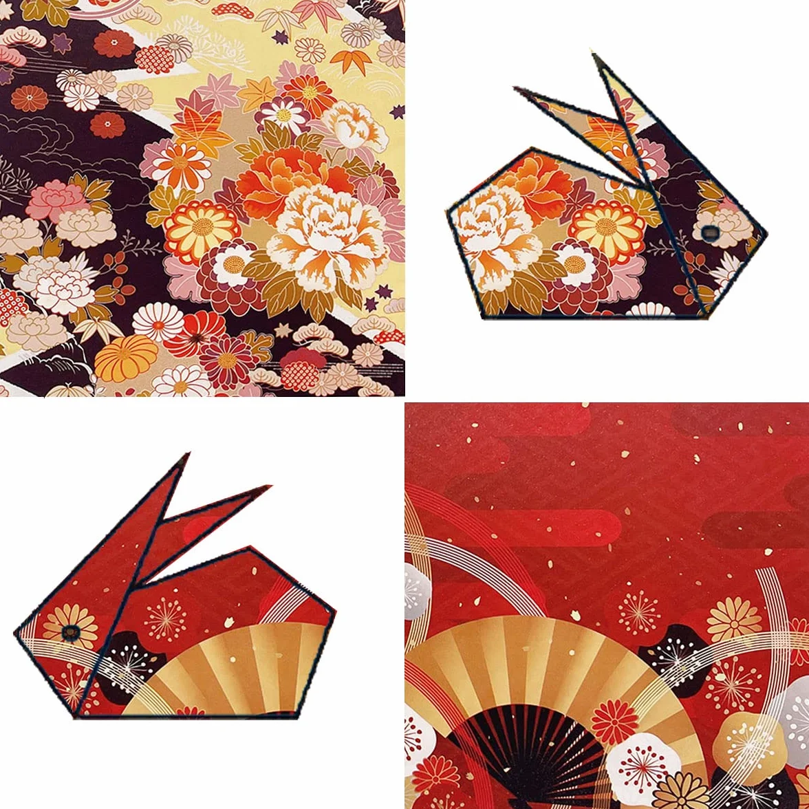 Carta per origami - 50 fogli di carta giapponese con motivi diversi 15 x 15 cm a doppia faccia per progetti artistici e artigianali fai da te