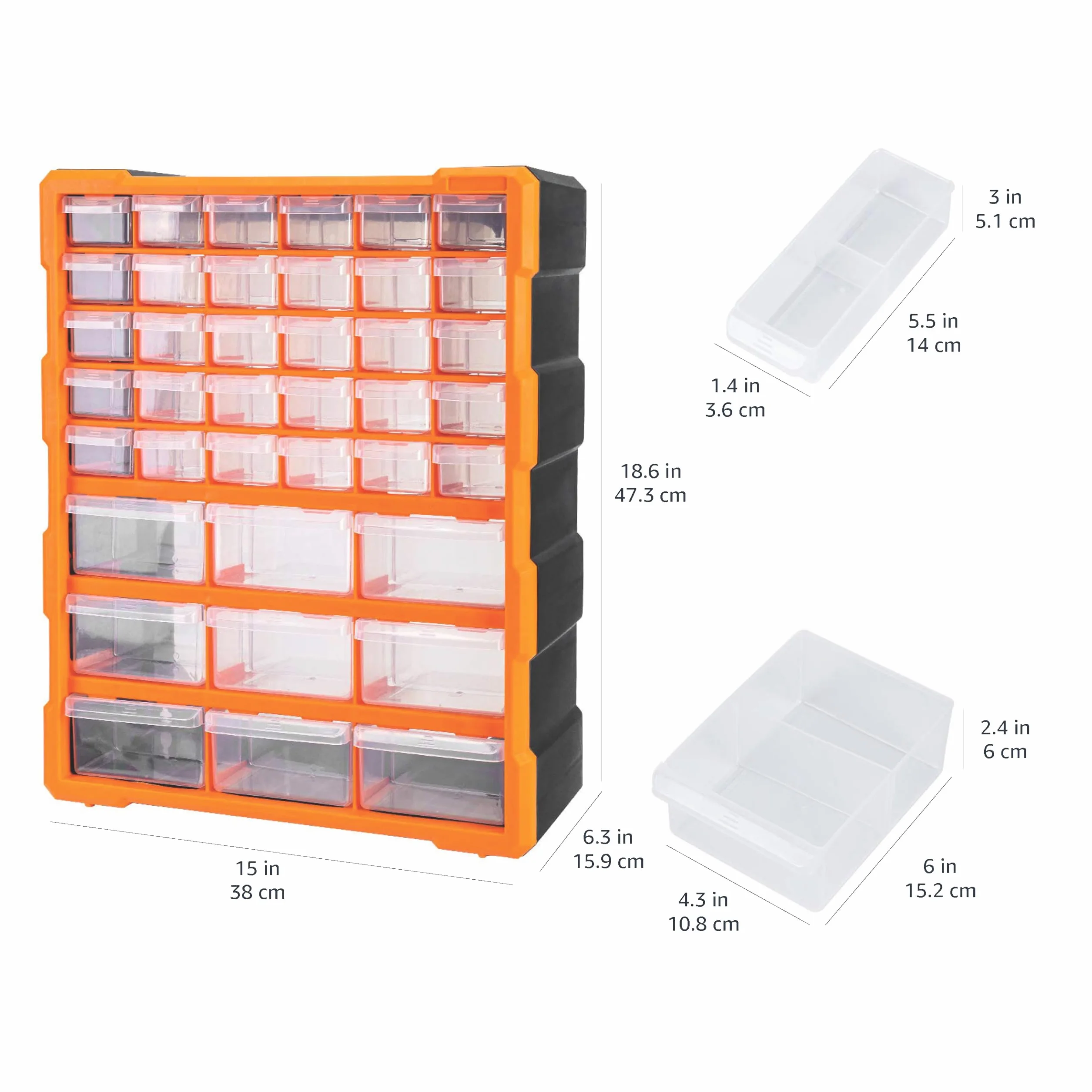 Amazon Basics Armadietto organizer 39 cassetti 38x15.9x47.3 cm Nero montaggio a parete