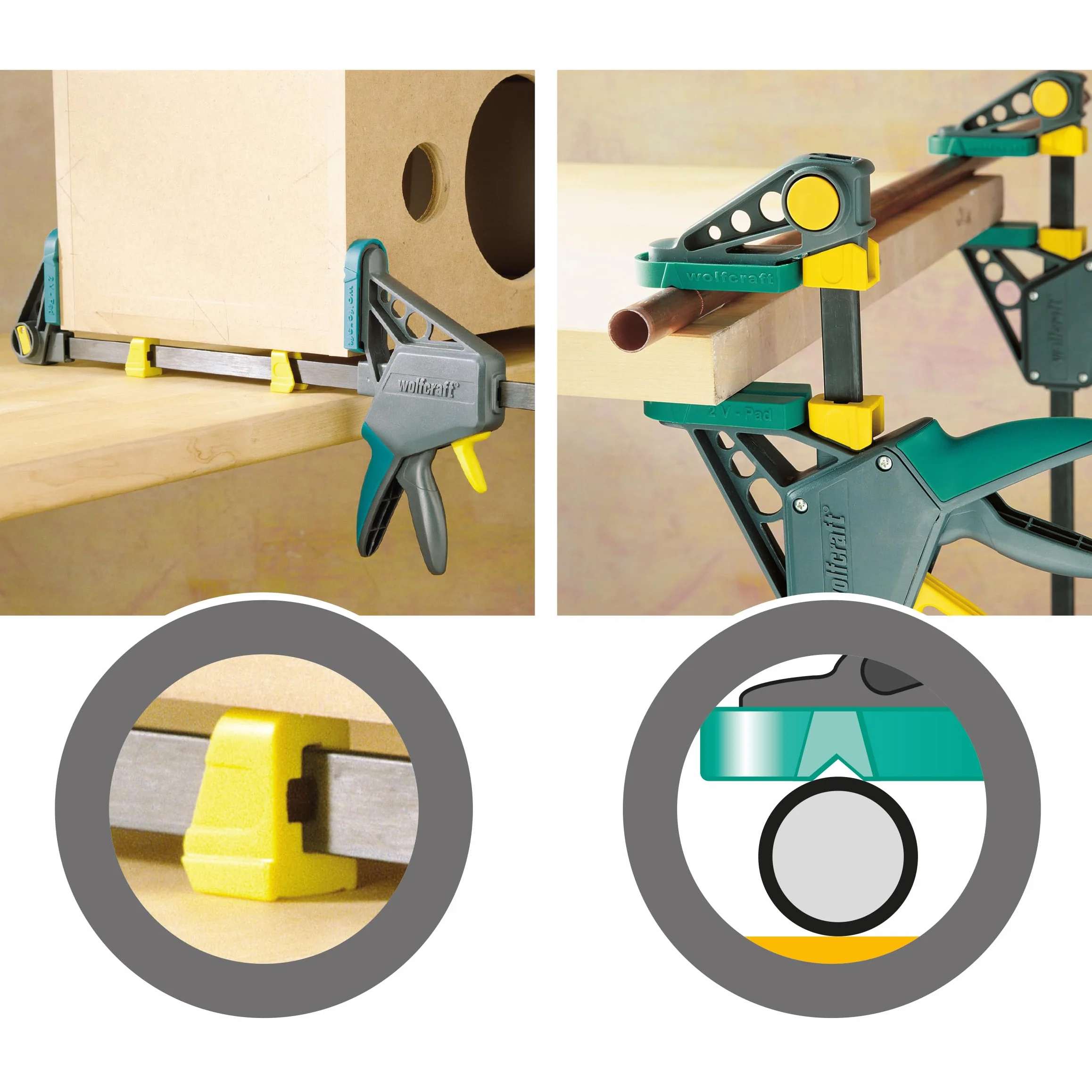 wolfcraft Morsetto a una mano PRO L, 450 mm I 3032000 I Per un lavoro controllato e confortevole - ideale per la lavorazione del legno e la costruzione di mobili