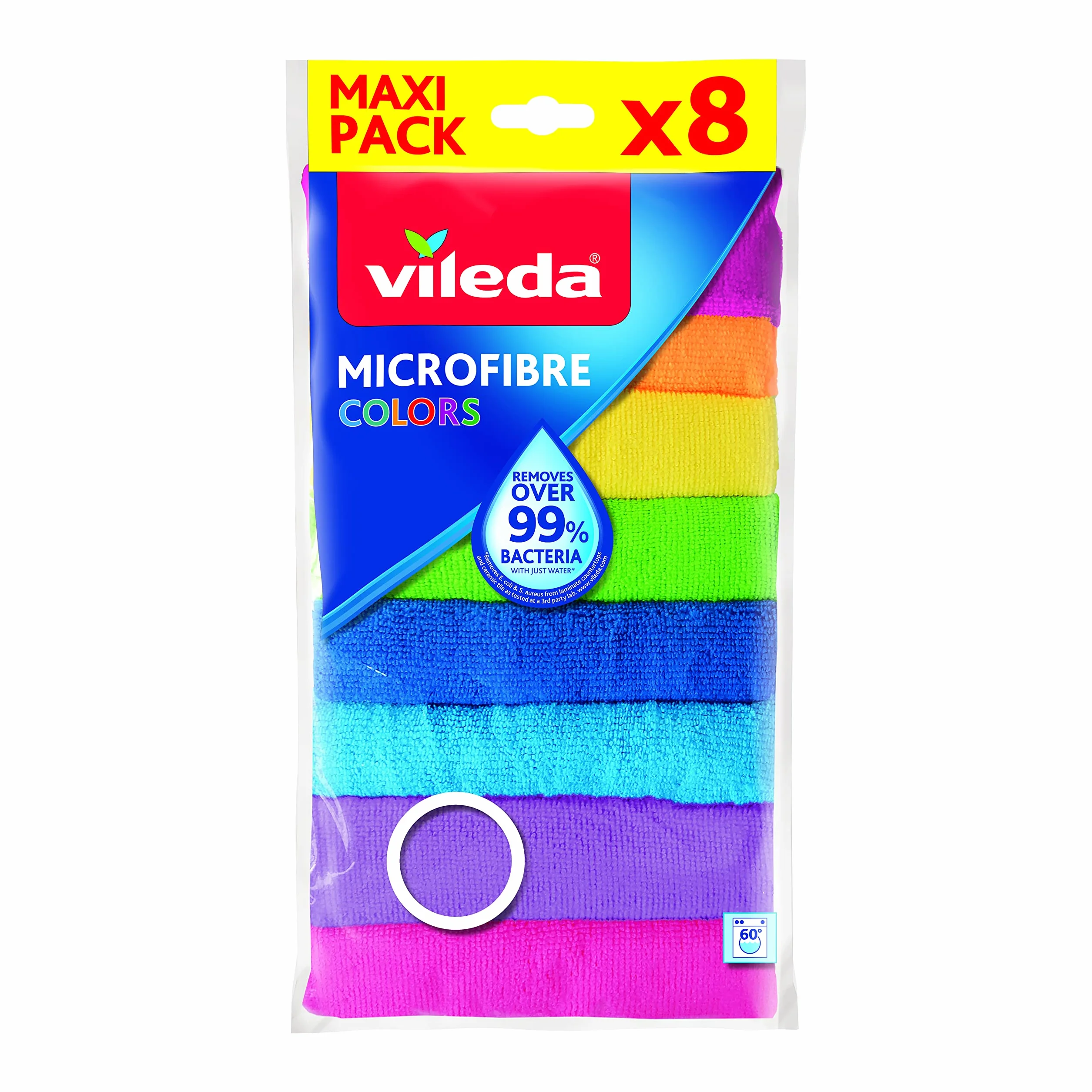 Vileda Panni in Microfibra 30x30 cm 8 Pezzi Multicolore Lavabili in Lavatrice