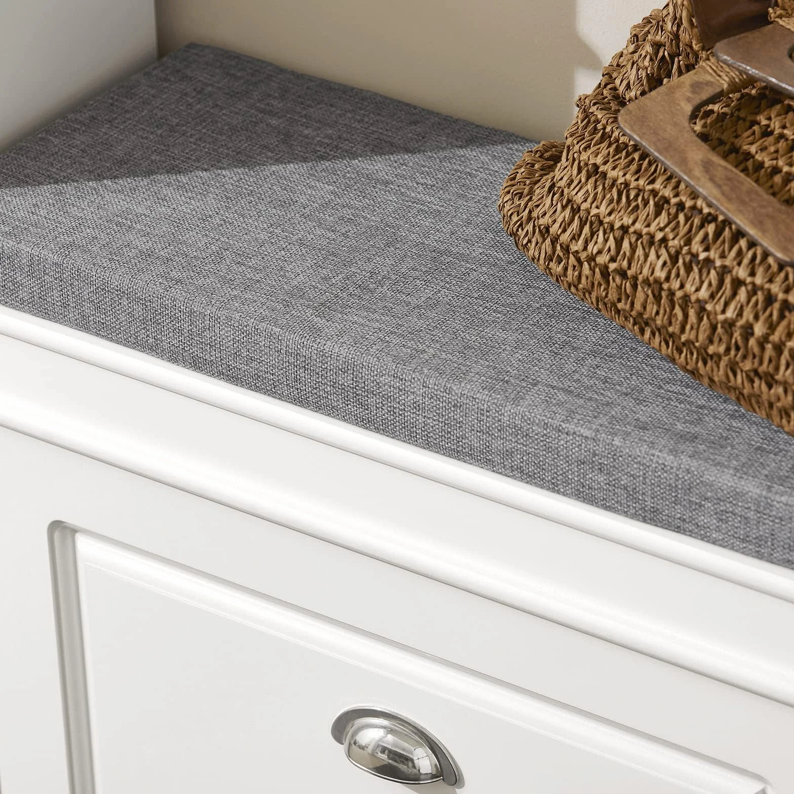 SoBuy Scarpiera Salvaspazio Slim con Seduta - Panca Scarpiera da Ingresso Contenitore in Legno, Mobile Ingresso per Scarpe, Regolabile, 60x24x51 cm, Bianco, FSR82-K-W