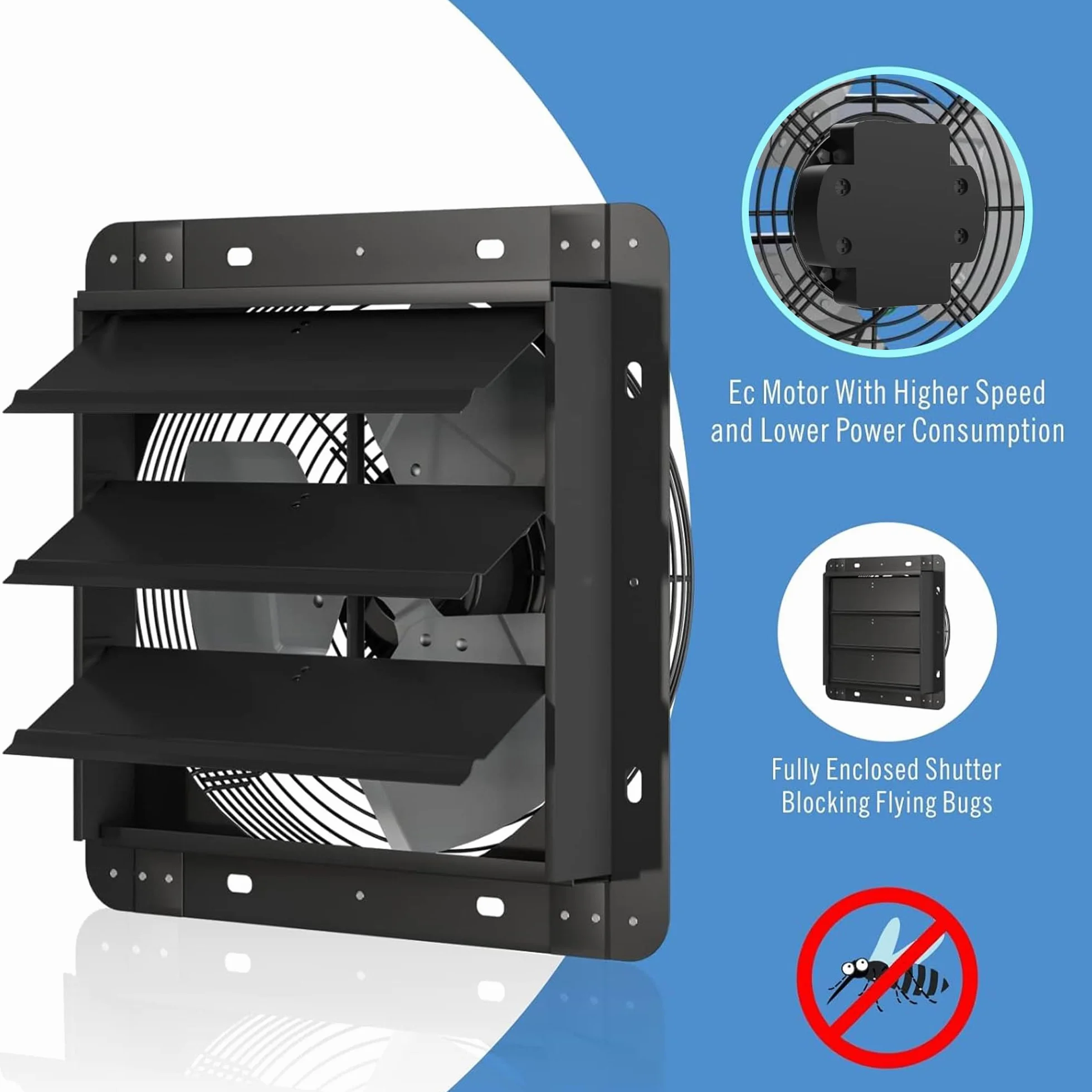 Ventilatore di scarico industriale 250 mm 1280 m³/h motore EC Aygrochy