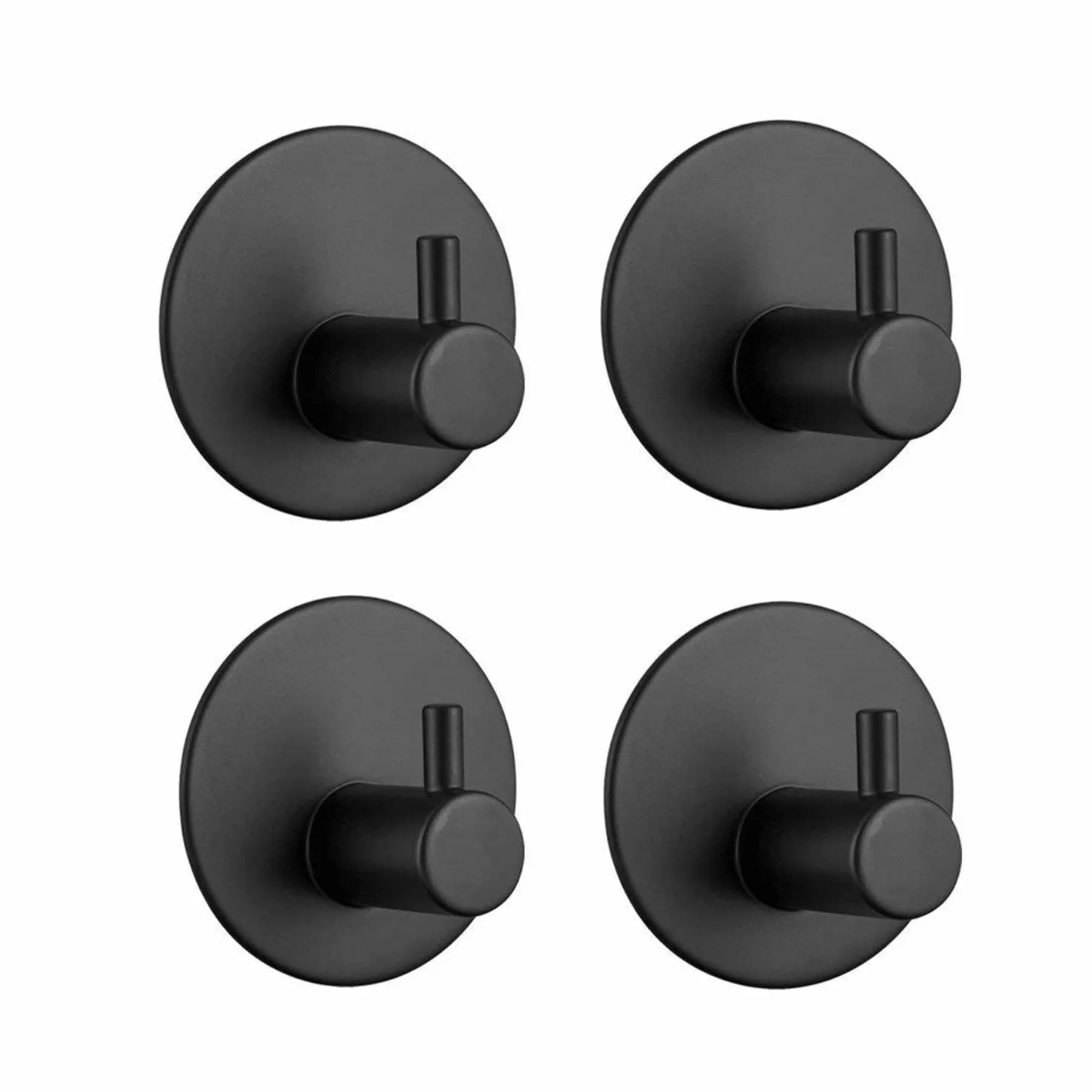 Feligio Ganci Adesivi Bagno 4 Pezzi, Acciaio Inox 304, Appendi Accappatoio, Nero