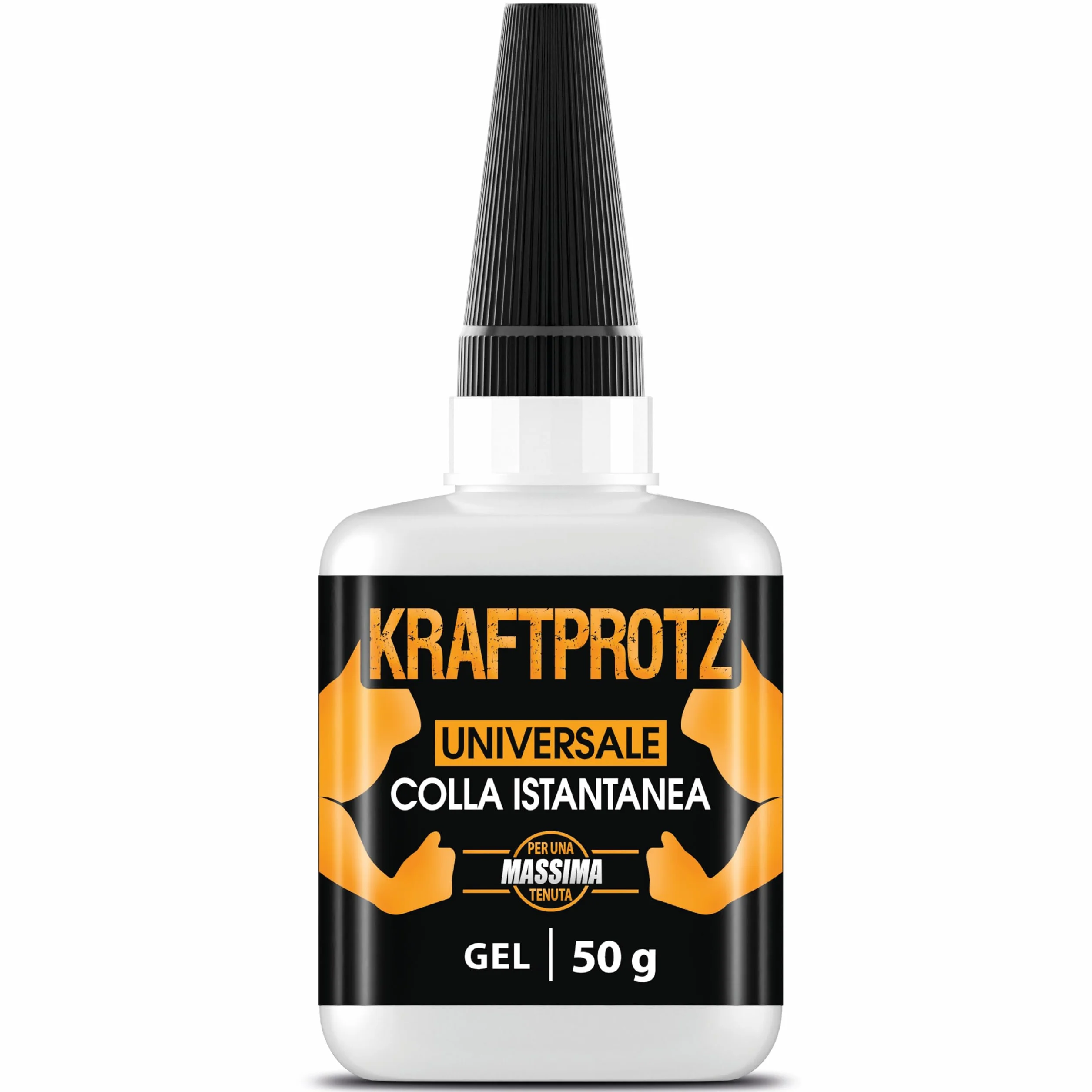 Colla istantanea in gel extra forte 50 g – Supercolla XXL con ago dosatore – trasparente, non cola, impermeabile e resistente al calore – adesivo per plastica, legno, metallo, vetro – KRAFTPROTZ ARKA