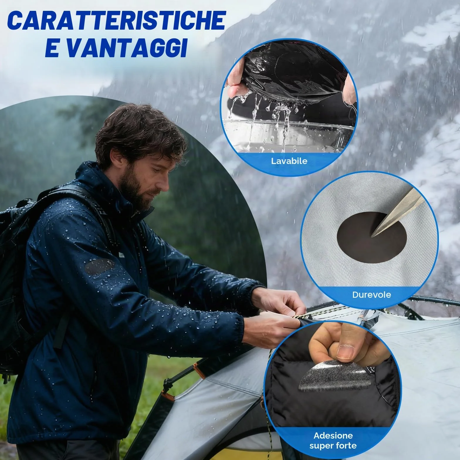 Toppe Adesive per Piumini Nero, 35 Pezzi Toppe Adesive per Tessuti, Toppa per Giubbotti, Toppa Riparatori Impermeabili In Nylon, Patch Adesivi per Tessuti, Zaini, Sacchi a Pelo, Tende