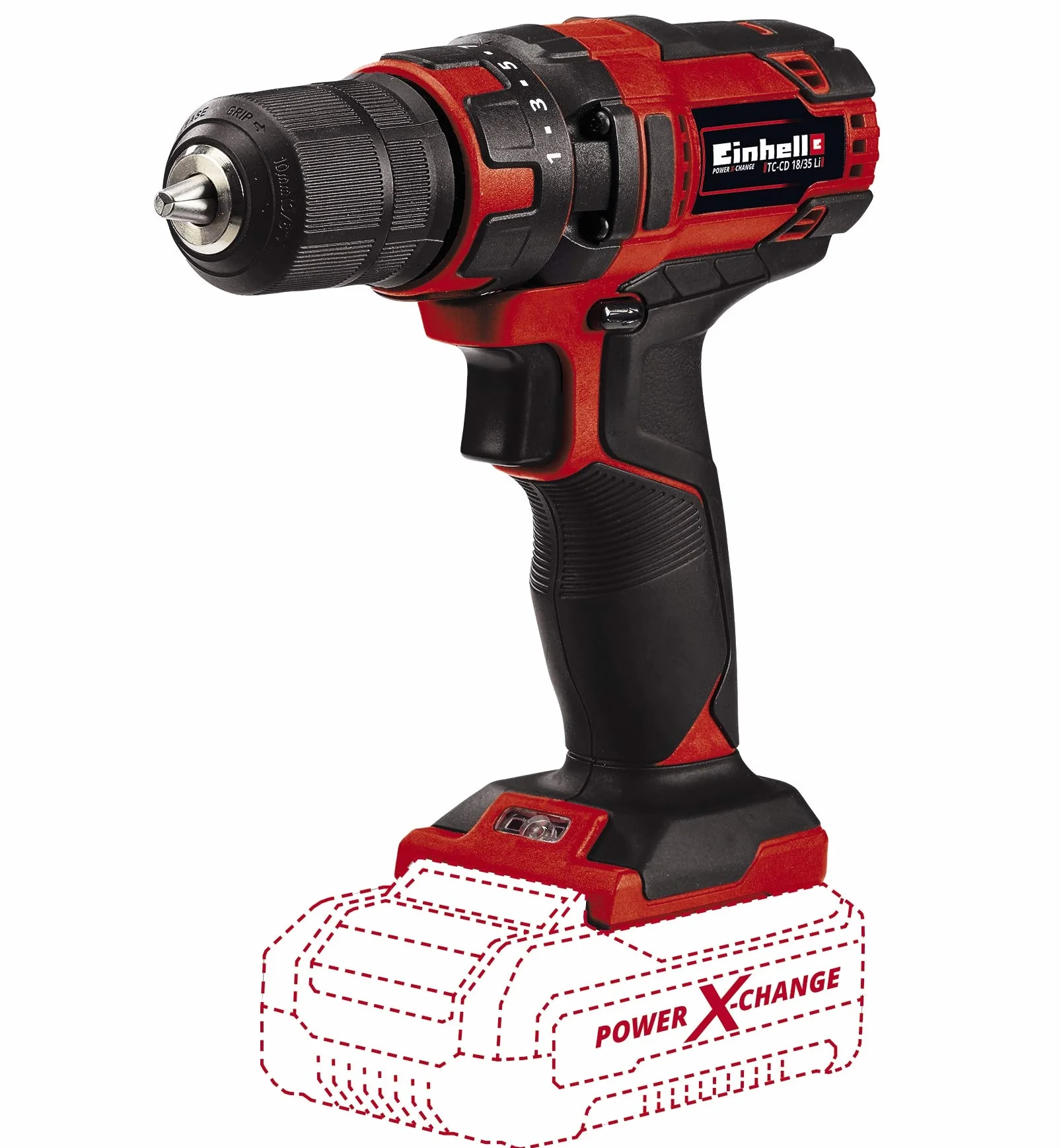 Einhell TC-CD 18/35 Li-Solo Trapano avvitatore a batteria (giri al min. 0-550, torsione 35 Nm, senza batteria e caricabatteria)