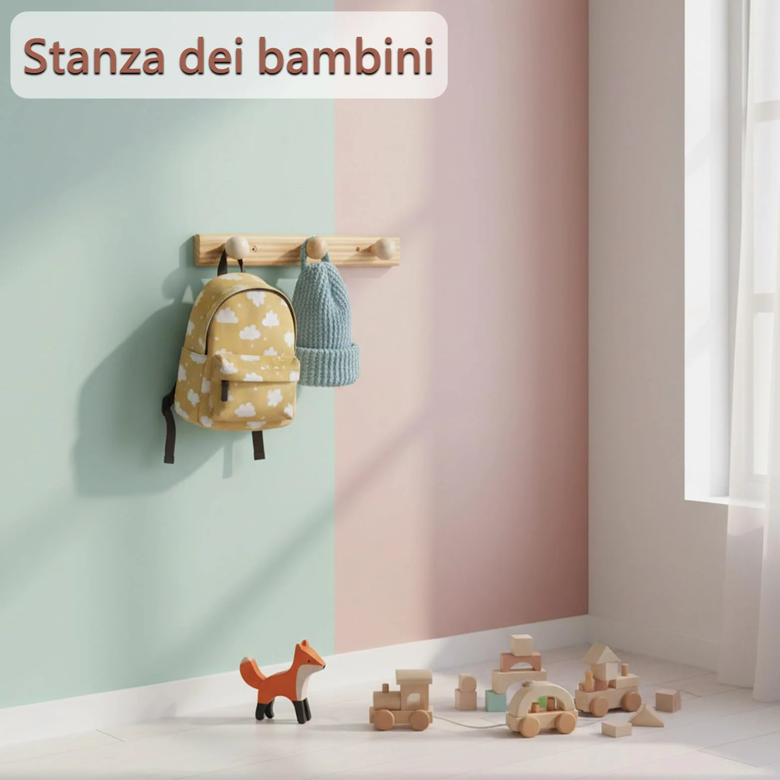 2 Pezzi Appendiabiti da Parete in Legno Massello con 3 Ganci di Design Moderno Attaccapanni da Muro Salvaspazio per Ingresso Camera da Letto Bagno