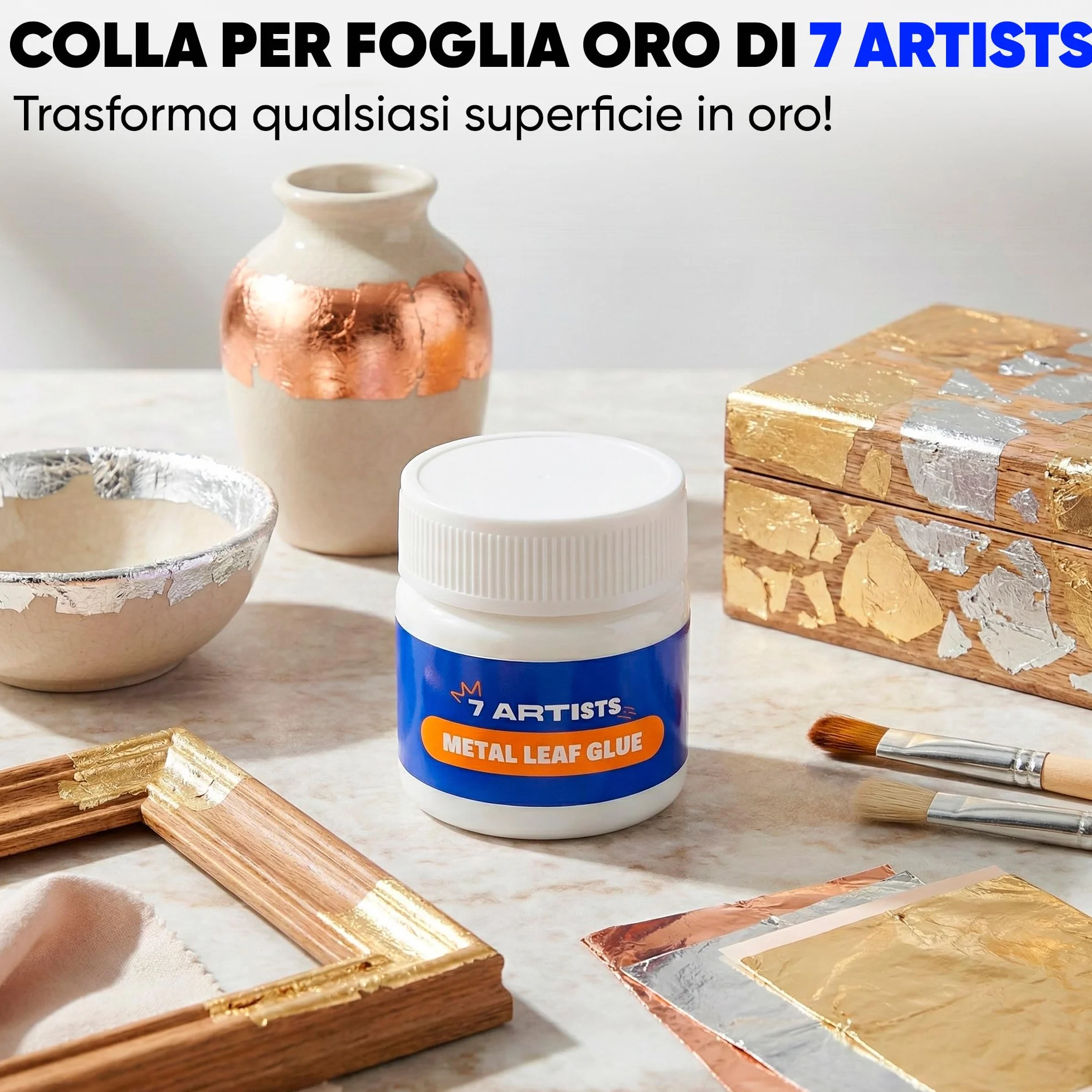 Missione per Foglia Oro 50 ml – Colla per Foglia Oro a Base Acqua per Metallo in Foglio e Scaglie Metalliche | Missione per Doratura Decorazioni e Progetti DIY | Trasparente Dopo l'Asciugatura