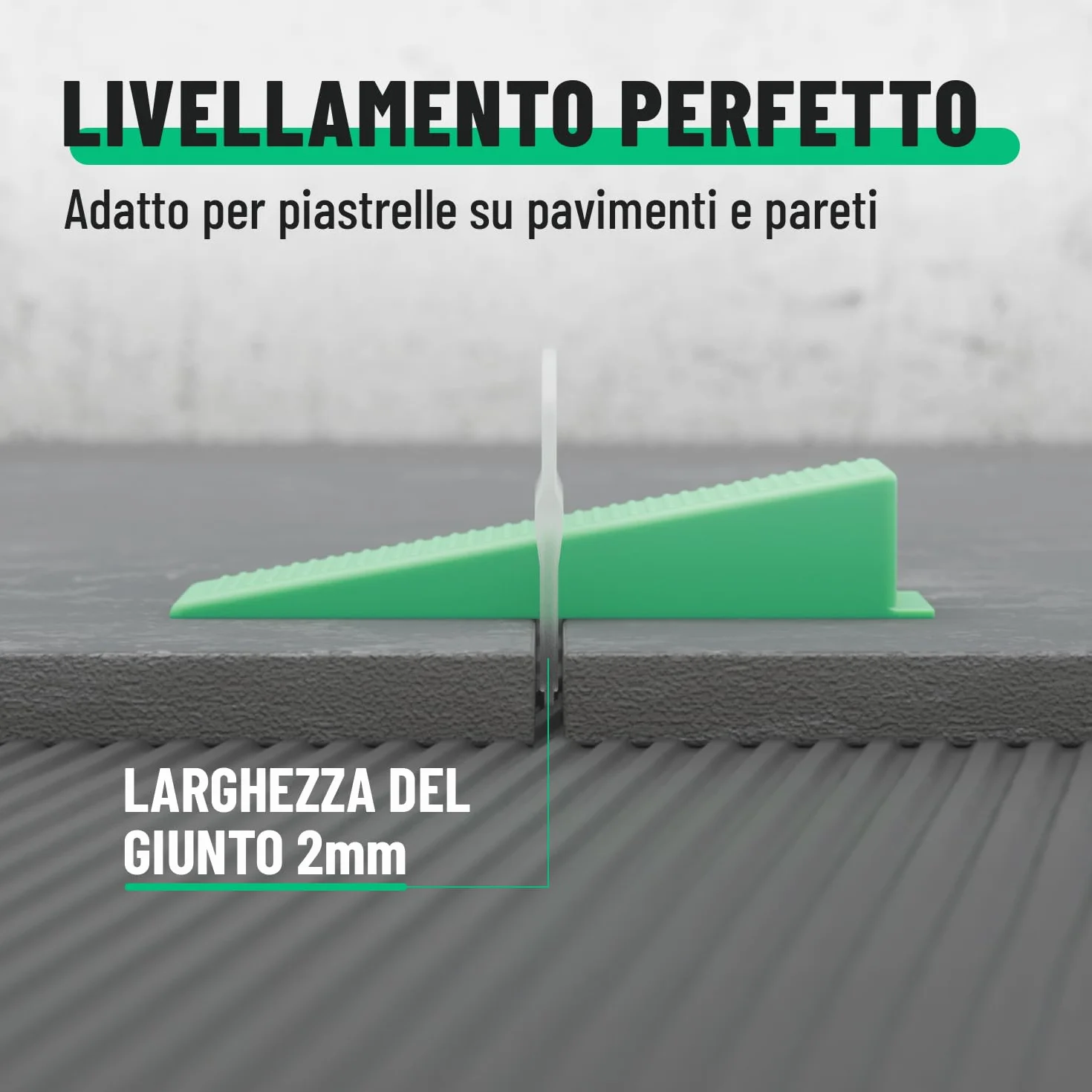 greate Sistema di Livellamento per piastrellisti da 1100 Pezzi 2mm - Set per la Posa delle Piastrelle con 1000 Clips e 100 Cunei - distanziatori per piastrelle 2 mm, livellatori per piastrelle