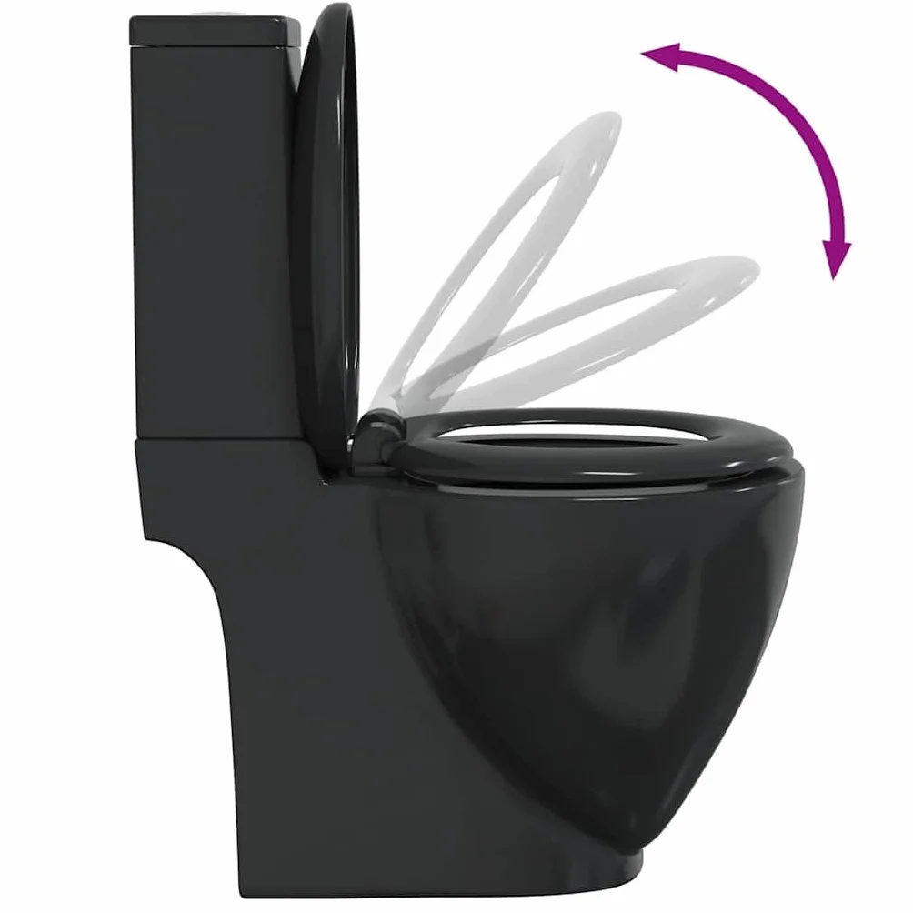 vidaXL Sanitari Bagno Toilette con Scarico Ceramica Nera Sedile WC Bidè Water