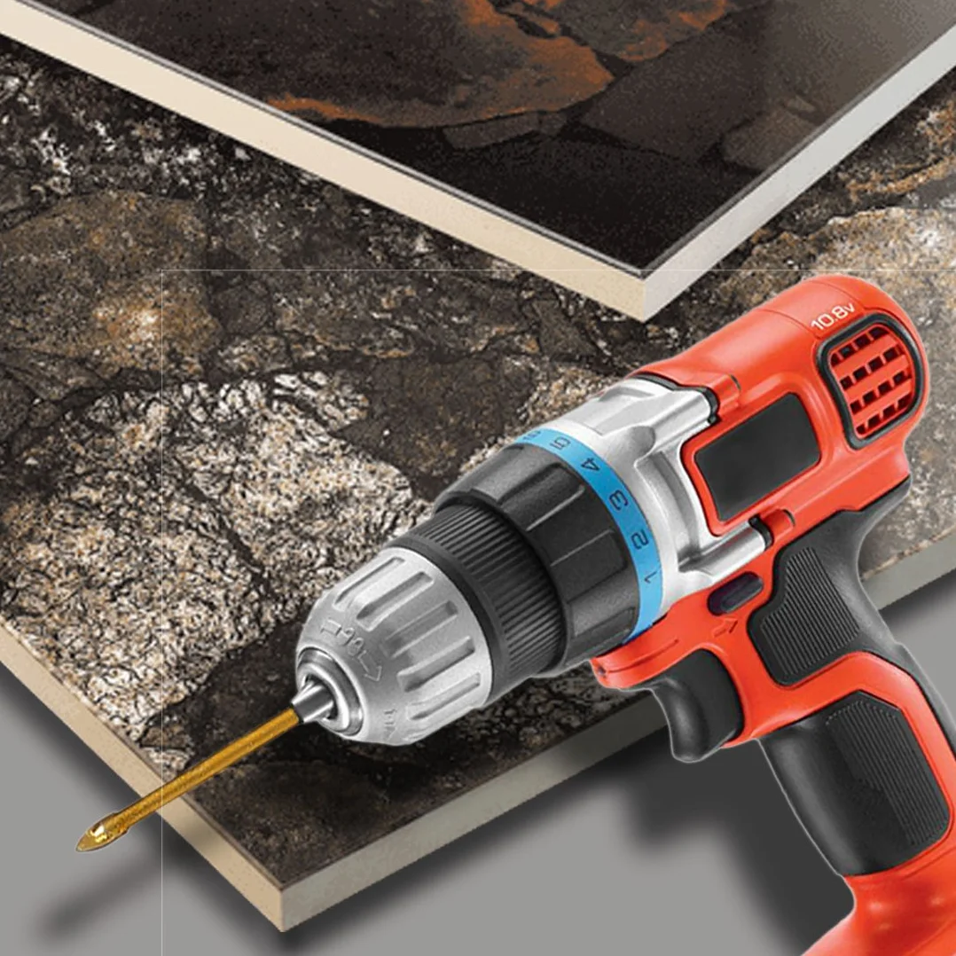 Punta Vetro HTBAKOI Punte Trapano per Bucare Vetro Ceramica Piastrelle Cristallo in Acciaio di Tungsteno con Codolo Esagonale Rivestimento in Titanio Set di 6 Pezzi 3mm 4mm 5mm 6mm 8mm 10mm