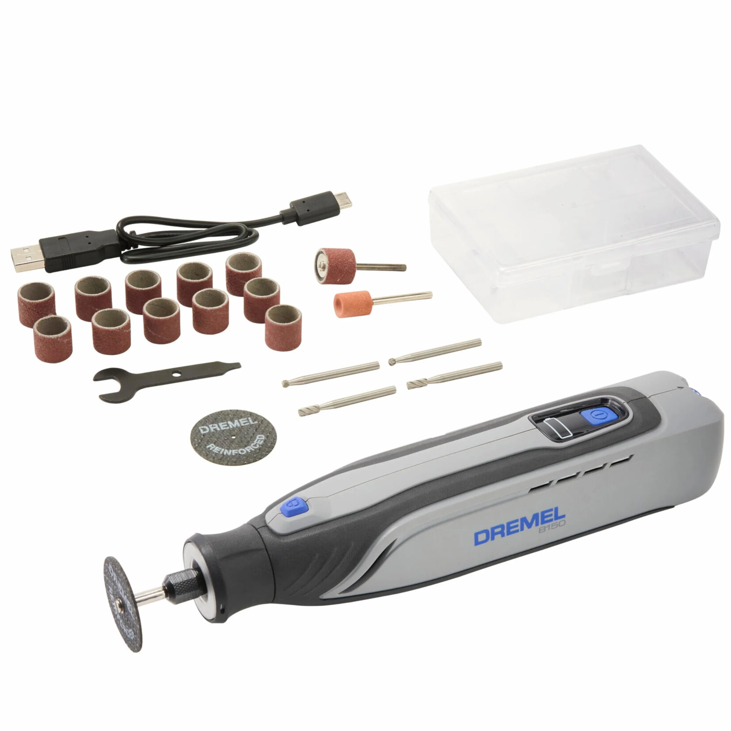 Dremel 8150 Kit utensile rotativo brushless a batteria 7,2 V 2Ah USB-C, 20 accessori, velocità variabile 5.000-30.000 giri/min