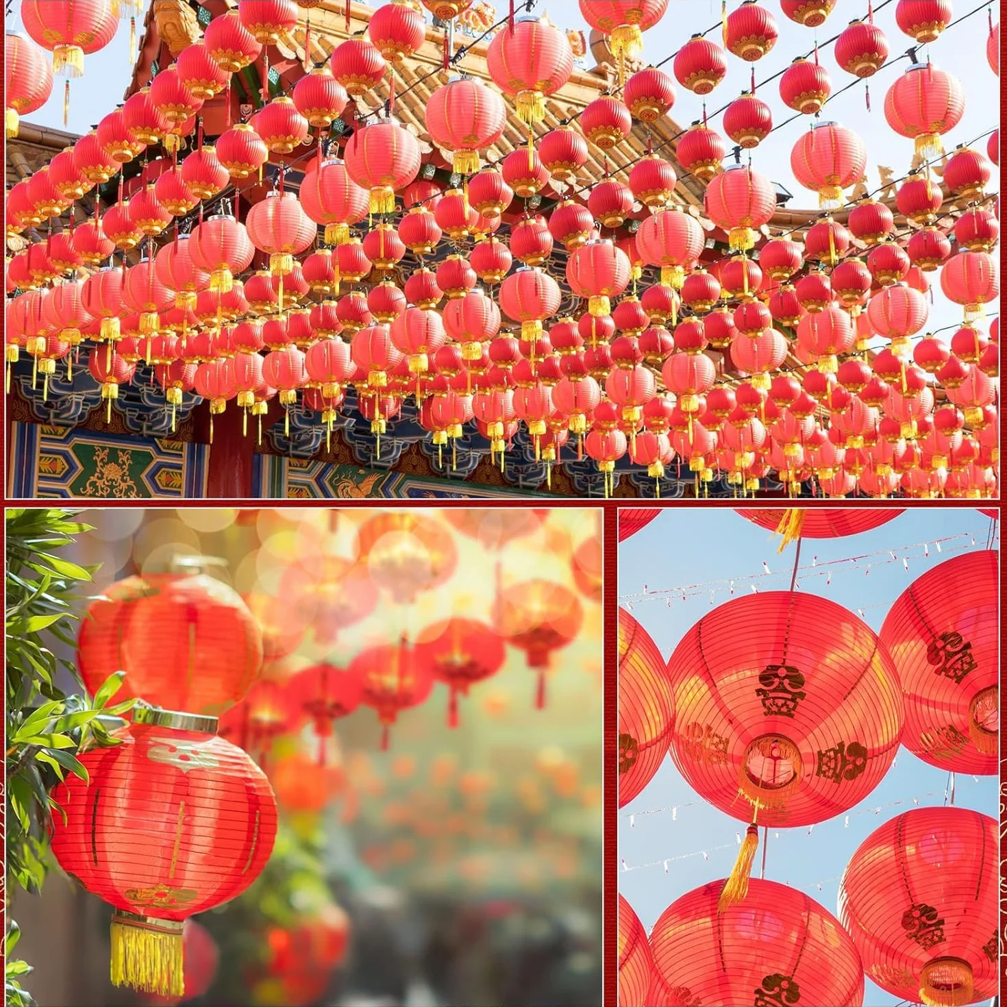 Lanterna Pendolo Cinese Grande Lampada Sospensione Rossa Deng Long Festa Primavera Decor