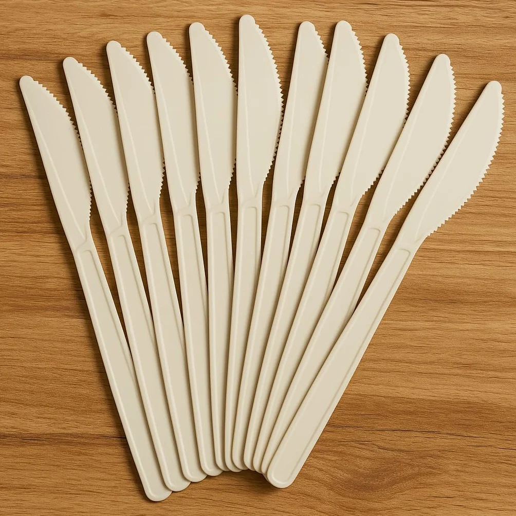 Biodegradable Compostable White Sugar Fiber Cutlery Set 100 Pcs Eco Friendly Posate