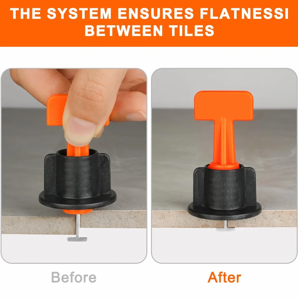 Flintronic Livellatore per Piastrelle Sistema, 80 Pezzi Sistema Di Cunei Per Piastrelle, Riutilizzabile Livellatori Cunei, con 2 Chiave Inglese, per Costruire, Muri, Pavimenti, La Posa di Piastrelle