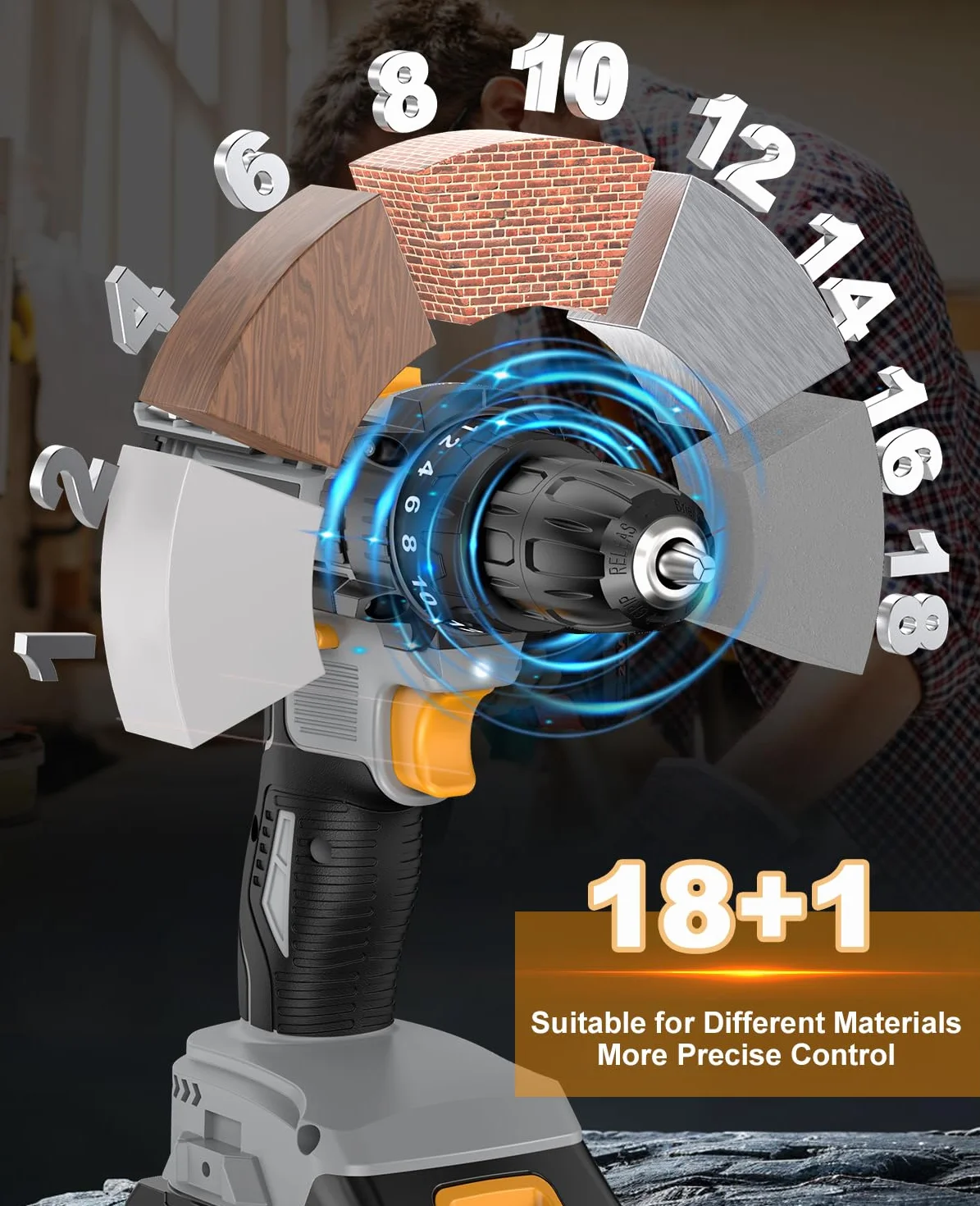 Avvitatore a Batteria, LEEIKOO Trapano Avvitatore Batteria 21V, Avvitatore Elettrico 42N.m con 2 Batterie da 2.0Ah, 2 Velocità, 18+1 Coppie, 14 Accessori, Luce a LED Per Fai da te, Casa e Giardino