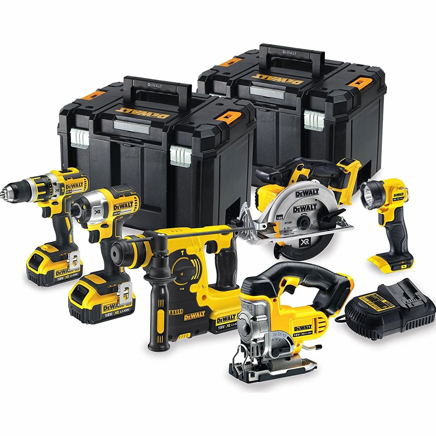 DeWalt Set di 6 Strumenti agli Ioni di Litio 18 V XR 3 x 4,0 Ah Tstak