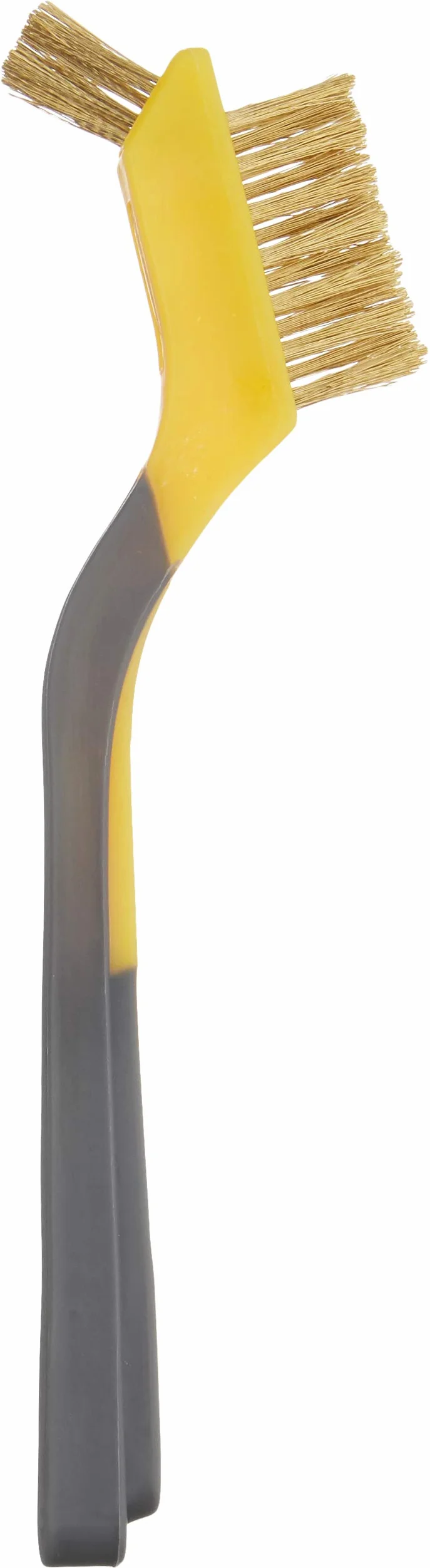 Amazon Basics Confezione da 3 mini spazzole in ottone, con impugnatura morbida, 12.7 mm, giallo/grigio, per pulire e rimuovere la ruggine