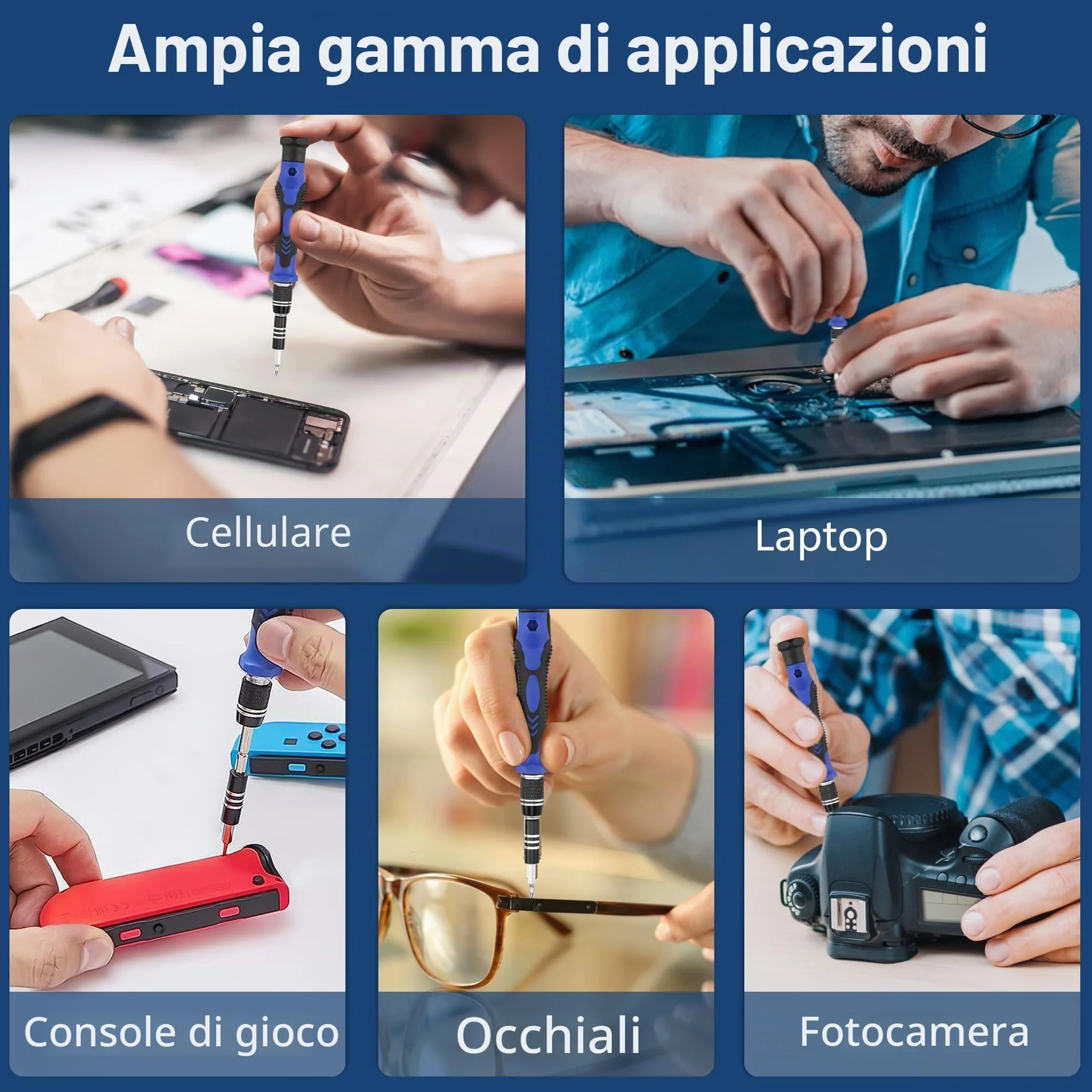XOOL Kit Cacciaviti di Precisione 62 in 1, Cacciaviti Magnetici per Riparazioni Elettroniche, Smartphone, PC, Computer Portatile, iPhone, MacBook, Tablet e Altri Dispositivi
