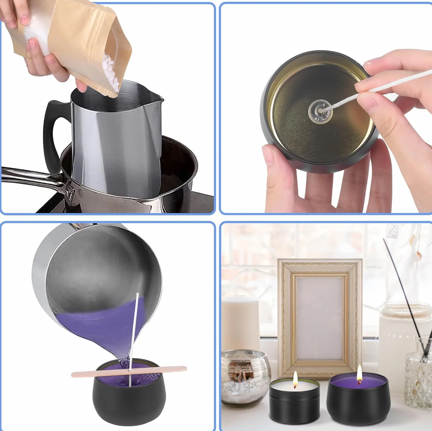 LDUMODUW crea il tuo set di candele, set per candele fai da te per adulti, crea il tuo set di candele profumate, regali di Natale con cera d'api da 625 g, 10 barattoli di candela, blocchi colorati