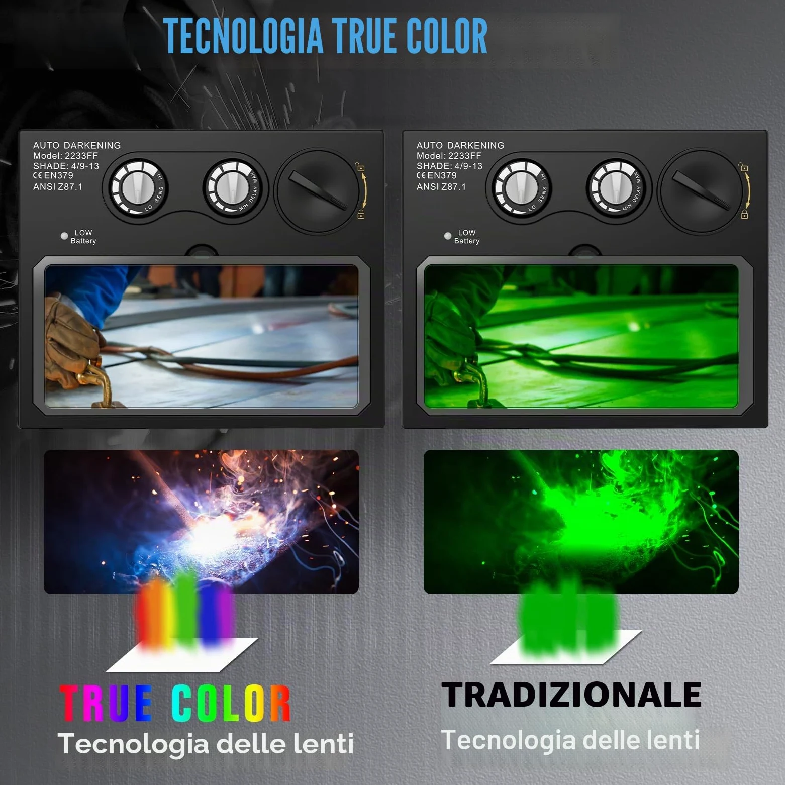 TRQWH Casco di saldatura auto-oscurante e accessori