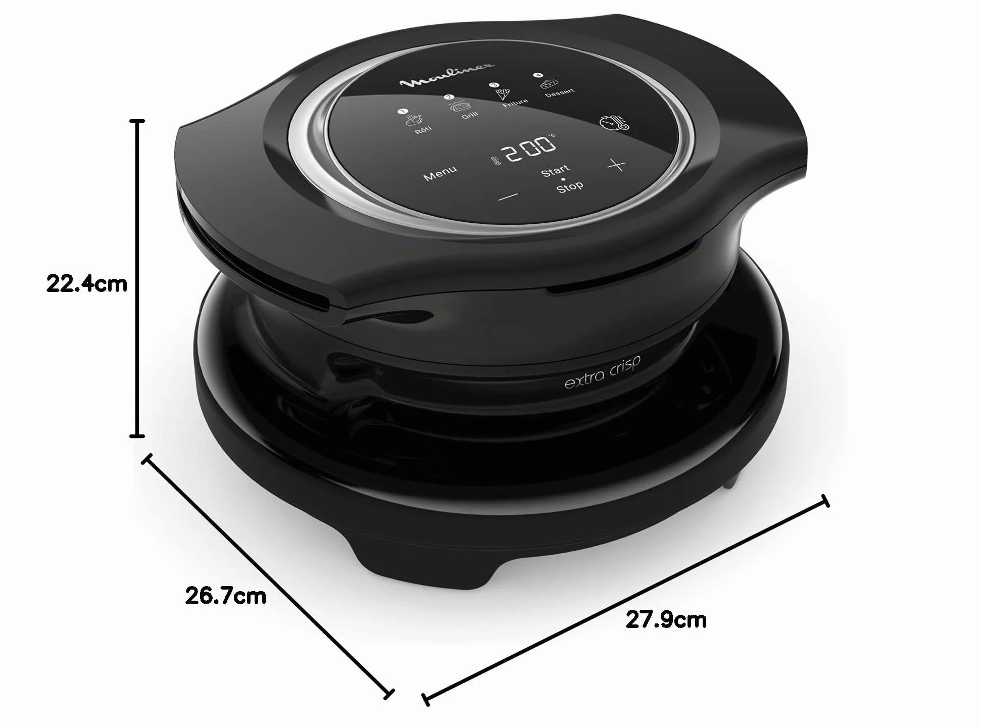 Moulinex EZ1508 Extra Crisp Lid, Accessorio versatile, 4 Funzioni Automatiche, Ricette Gratuite Cookeo&Extra Crisp in App, Temperatura Regolabile da 70°C a 200°C, Tecnologia Airfryer, Nero, Plastica