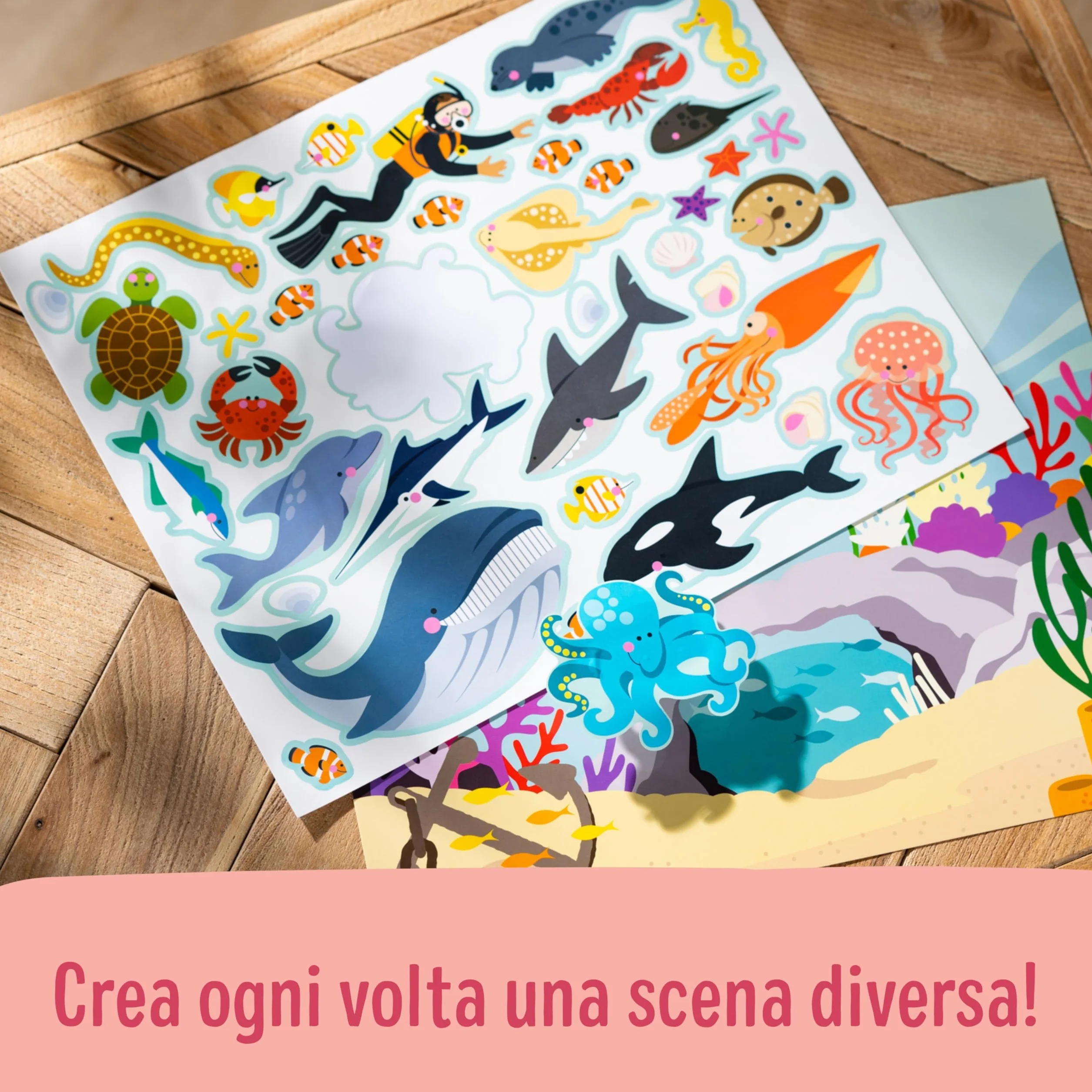 Melissa & Doug Libro Adesivi Attacca e Stacca - Album Stickers Riutilizzabili Tema Ambienti Naturali e Animali, Regalo per Bambini e Bambine, 3+ Anni