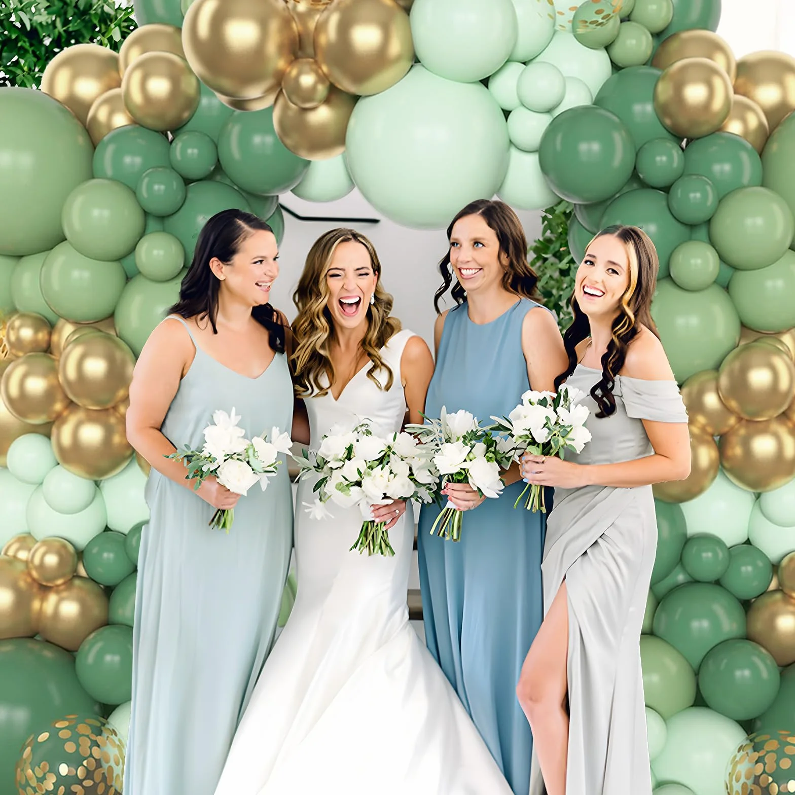 Kit Arco Palloncini Verde Salvia, 110 Pezzi Kit Ghirlanda Palloncini Verdi Oro con Palloncini Verde Oro Coriandoli per Matrimonio Compleanno Baby Shower Laurea Decorazioni Festa Safari Giungla