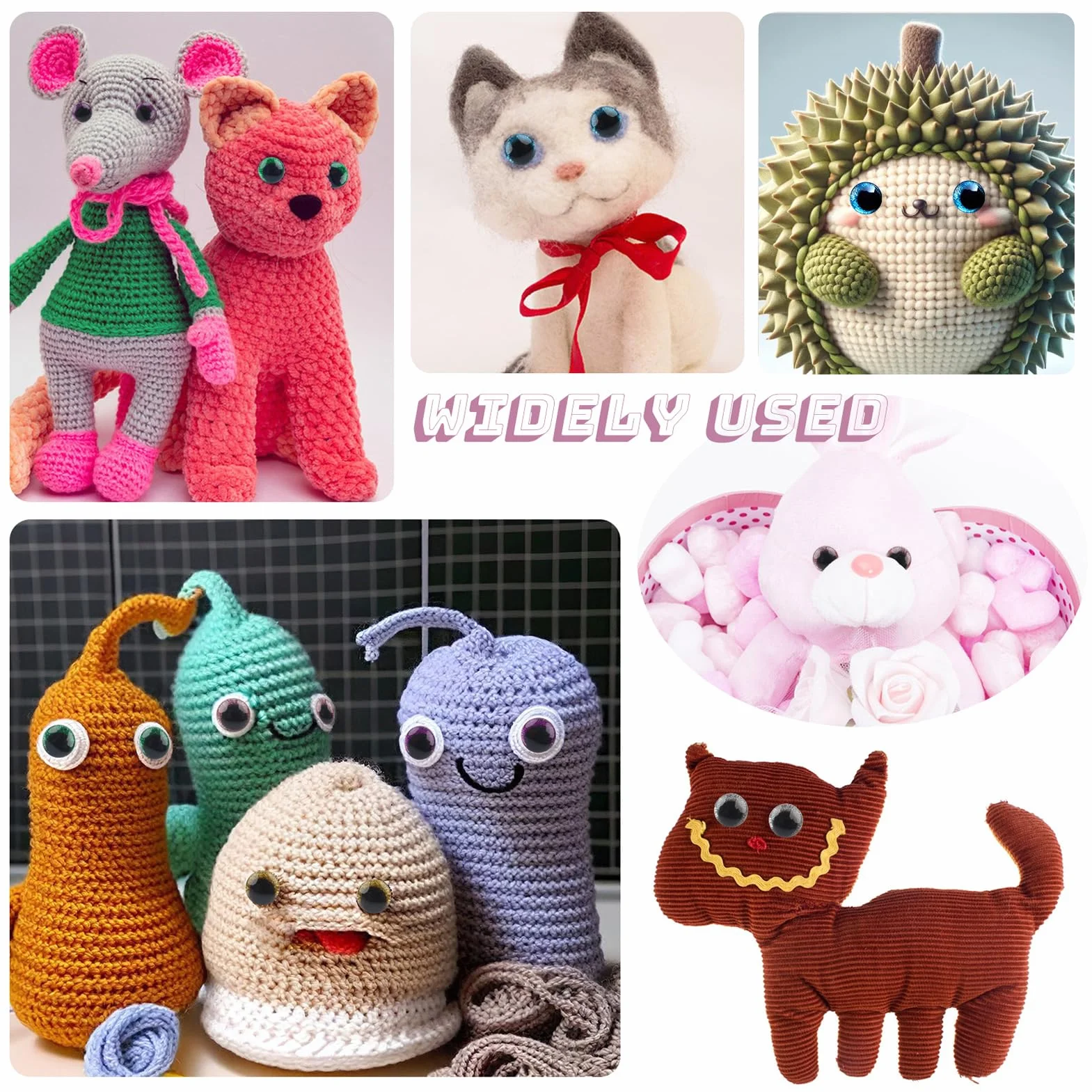 TOAOB 64 Pezzi Occhi di Sicurezza per Amigurumis 12 mm Colorati Glitter Occhi in Plastica con Rondelle per Bambole Animali Peluche