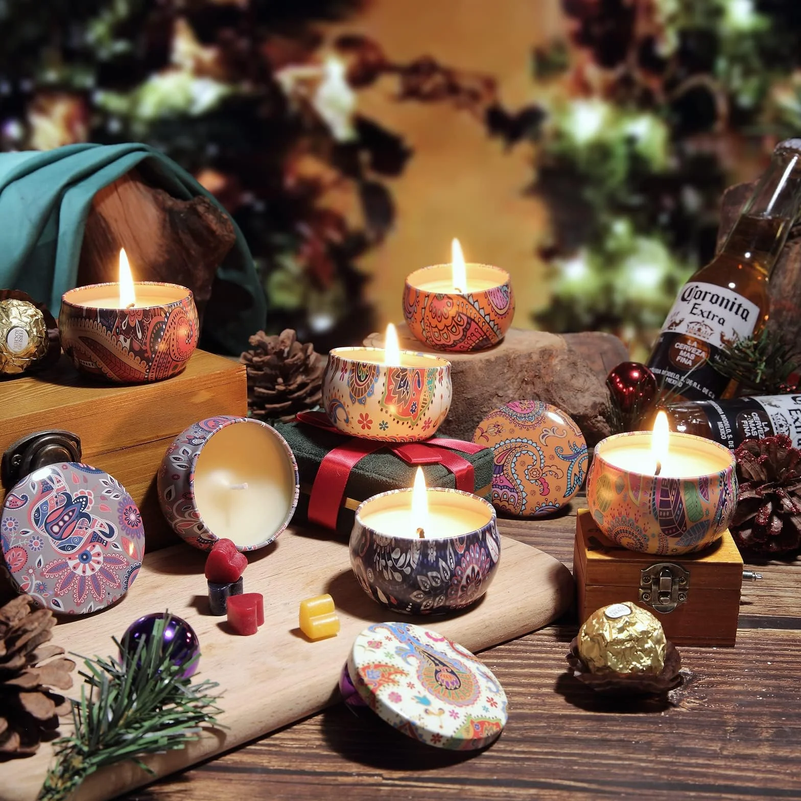 GiftPot Kit per la Fabbricazione di Candele, Set Regalo fai-da-te con 480g di fiocchi di cera d'api, 4 Oli Essenziali, 50 Stoppini e 2 Stampo per Candele, ideale per Principianti