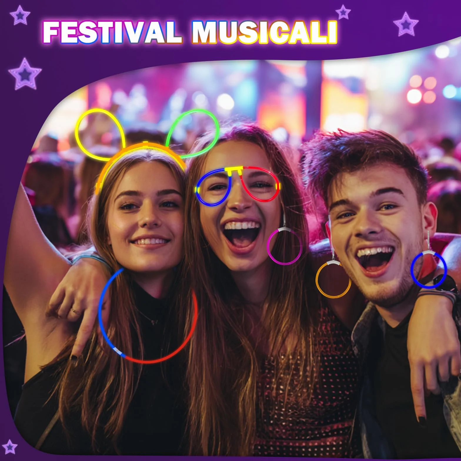 Starlight Glow Sticks Fluorescent Party Kit 230 Braccialetti Luminosi 130 Connettori