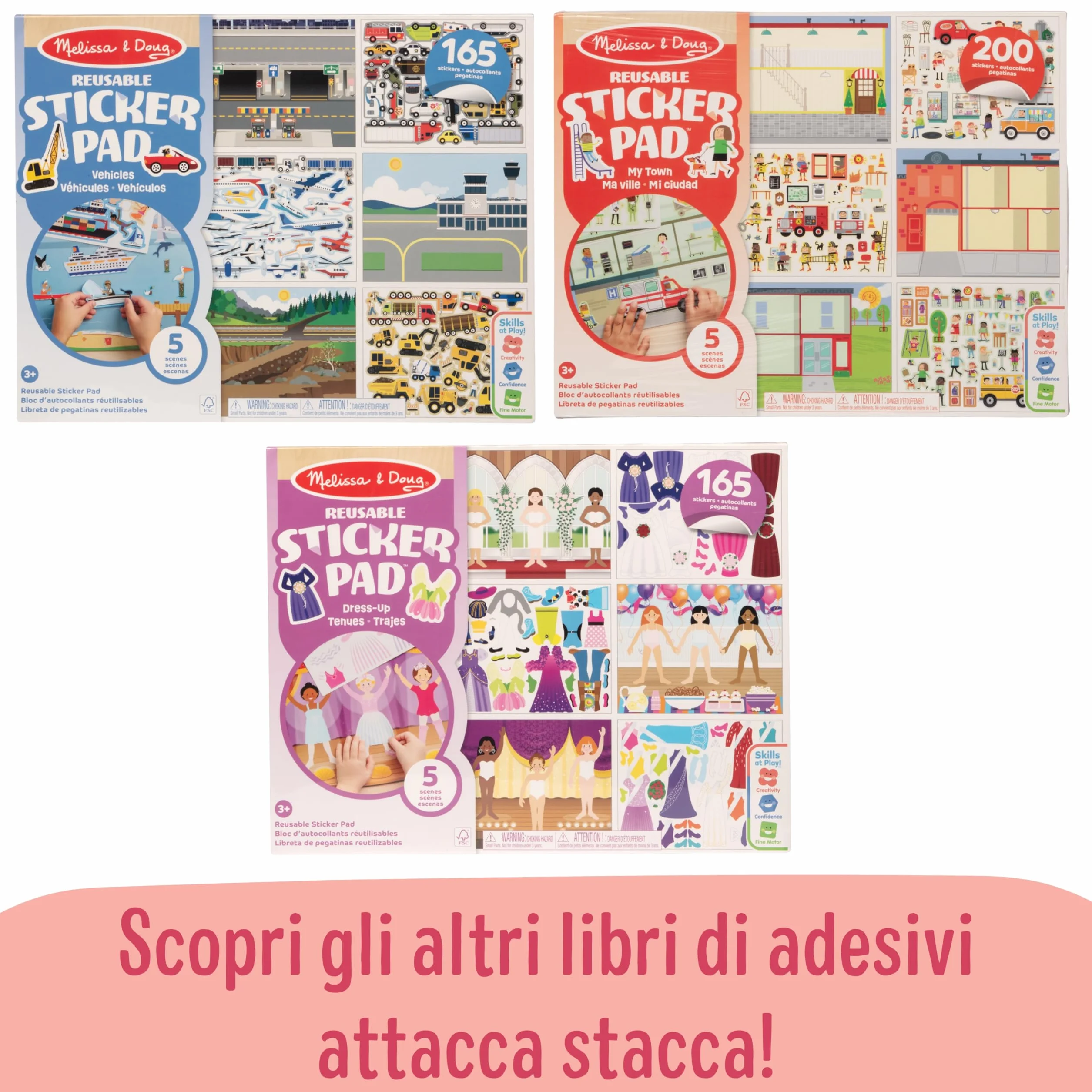 Melissa & Doug Libro Adesivi Attacca e Stacca - Album Stickers Riutilizzabili Tema Ambienti Naturali e Animali, Regalo per Bambini e Bambine, 3+ Anni