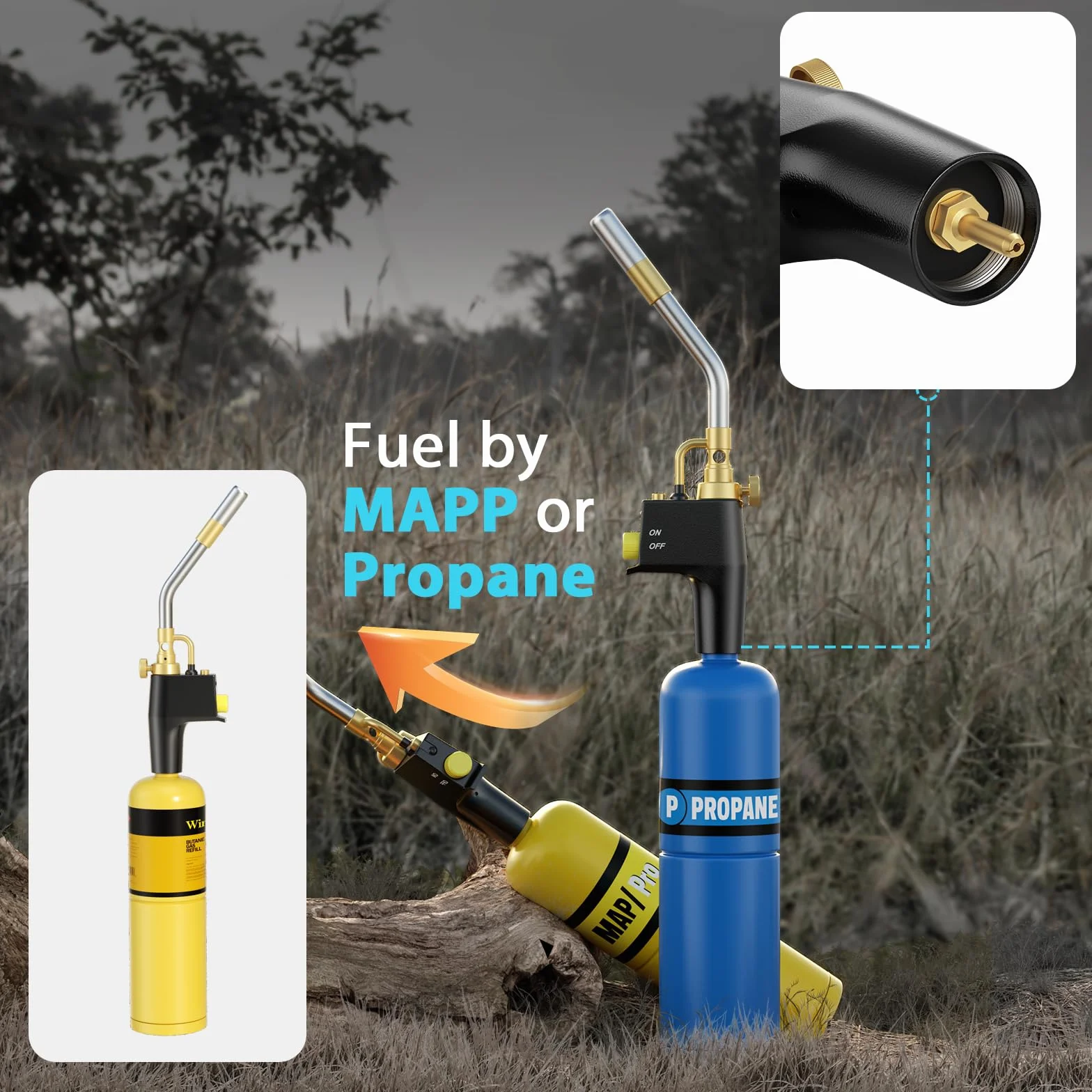 Torcia a Propano MAPP, Avviamento multiuso Torcia al propan torcia a propano ad alta intensità torcia per saldatura per saldatura, HVAC, brasatura, barbecue o impianti idraulici