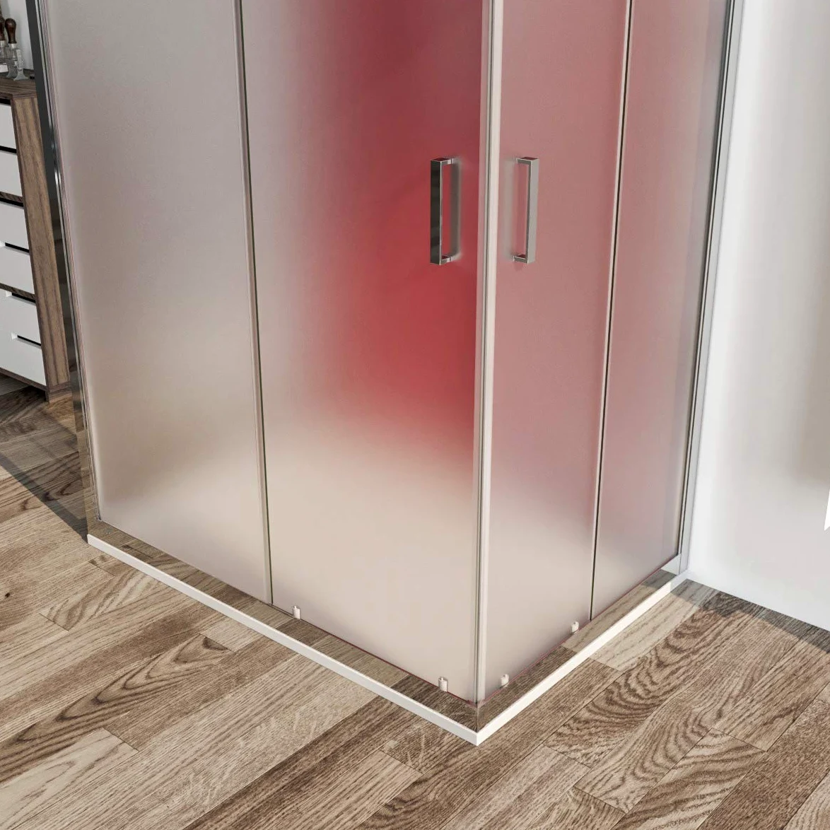 Box doccia cabina 3 tre lati 80x100x80 cm porta scorrevole vetro anticalcare opaco 6mm. Palma
