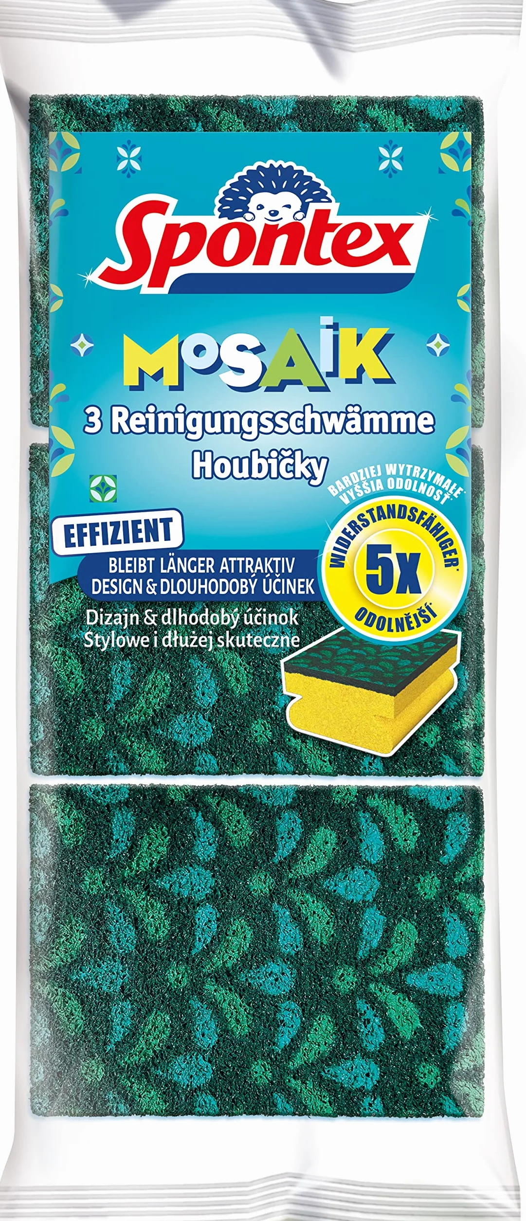 Spontex Spugna per pulizia a mosaico, con tecnologia anti-pelucchi e pratica maniglia, colore non selezionabile, confezione da 3