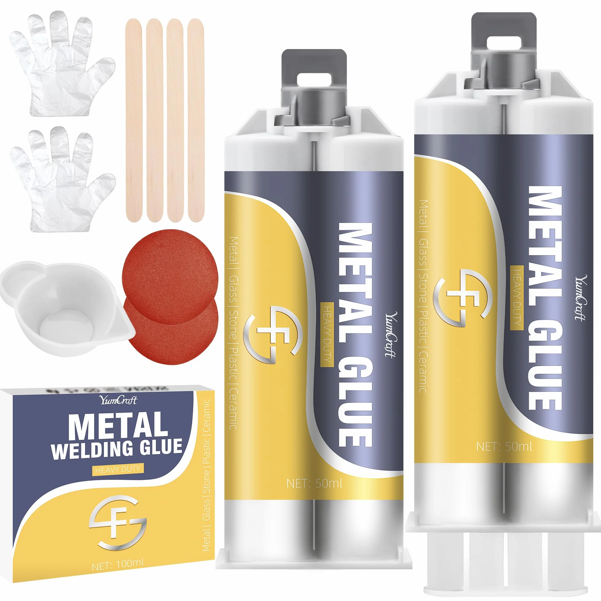 Colla Metallo 100ml, Stucco per Metallo Bicomponente per Metalli, Metallos Liquido per Riparazione Multiuso, Metal Repair Paste Adesivo ad Alta Resistenza, Impermeabile & Resistenza al Calore