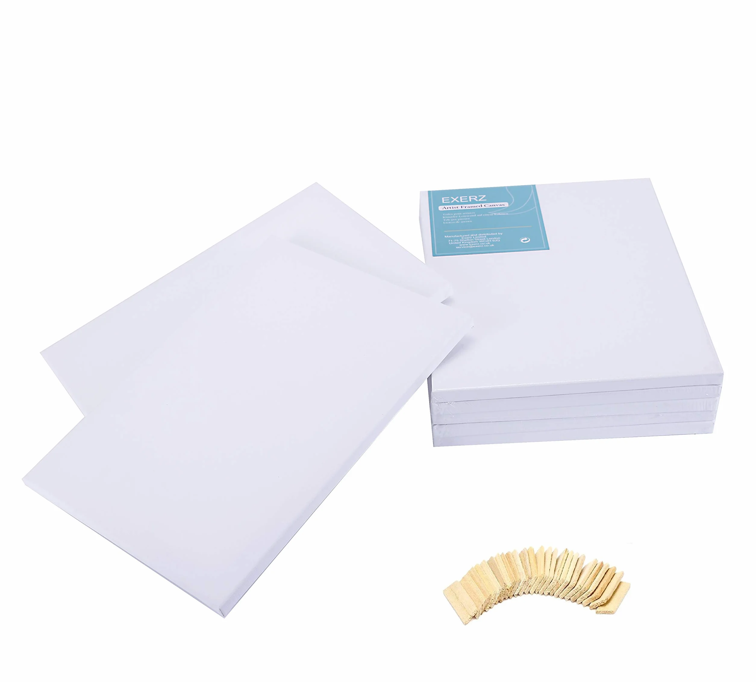 EXERZ 30x40cm Tele Intelaiate 5pz per Pittura per Artisti/Spessore 1.7cm 280GSM/ Tele Prestirate 100% Cotone/Prive di acidi/Bianca/Grana media - Per Dipingere, ad Acrilici, Pittura ad Olio