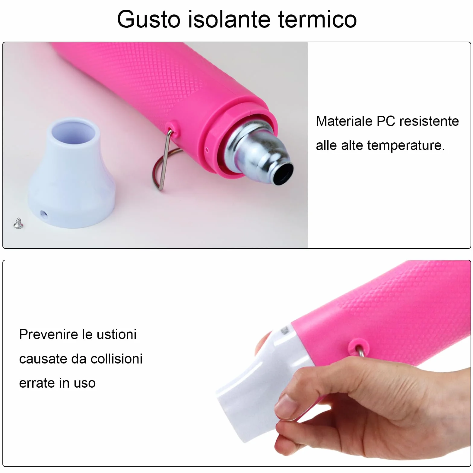 Pistola Termica,Pistola Aria Calda Professionale 300W,Pistola Termica Elettrica Portatile,per Goffratura Artigianale,Tubi Termorestringenti,Asciugatura Vernice,Argilla,Timbri in Gomma（Rosa）