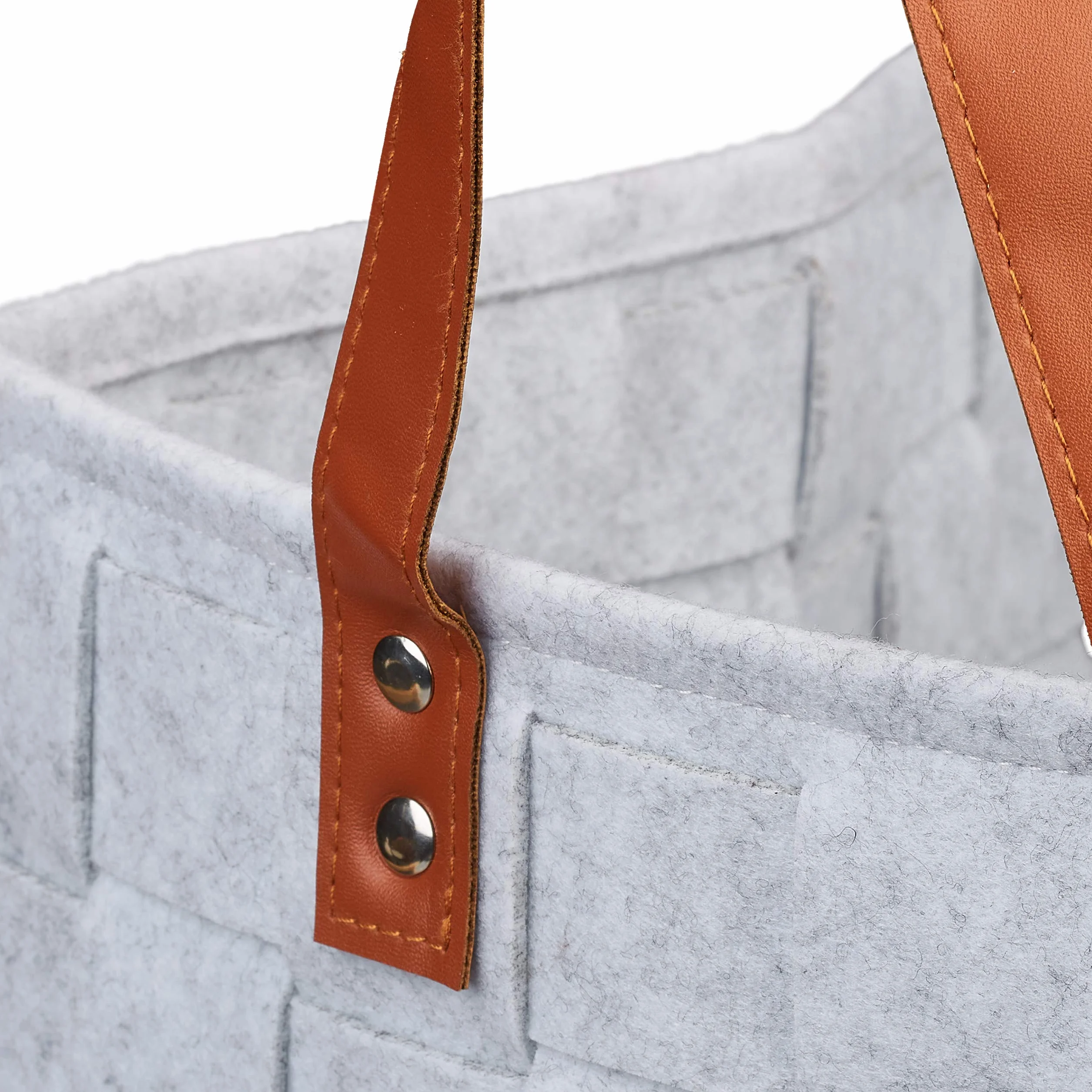 Relaxdays Borsa in Feltro, Cesta Ripiegabile Portariviste, Cesto con Manici HxLxP: 26 x 40 x 30 cm, grigio chiaro, PU, 1 pz