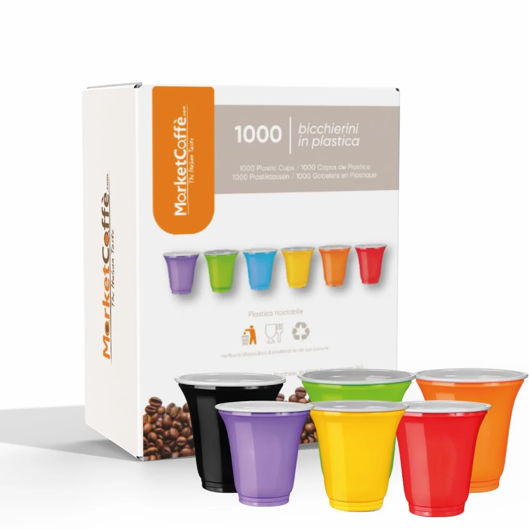 Bicchierini Plastica per Caffè 80cc Vari Colori Bar Macchina Caffè Multicolor