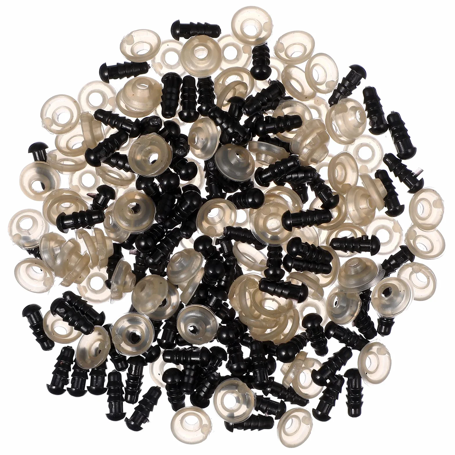 supvox Occhi di Sicurezza in Plastica con Rondelle da 5 Mm, 100 Pezzi per Bambole, Orsacchiotti, Pupazzi di Peluche, Marionette Fai-da-Te E Decorazioni di Halloween