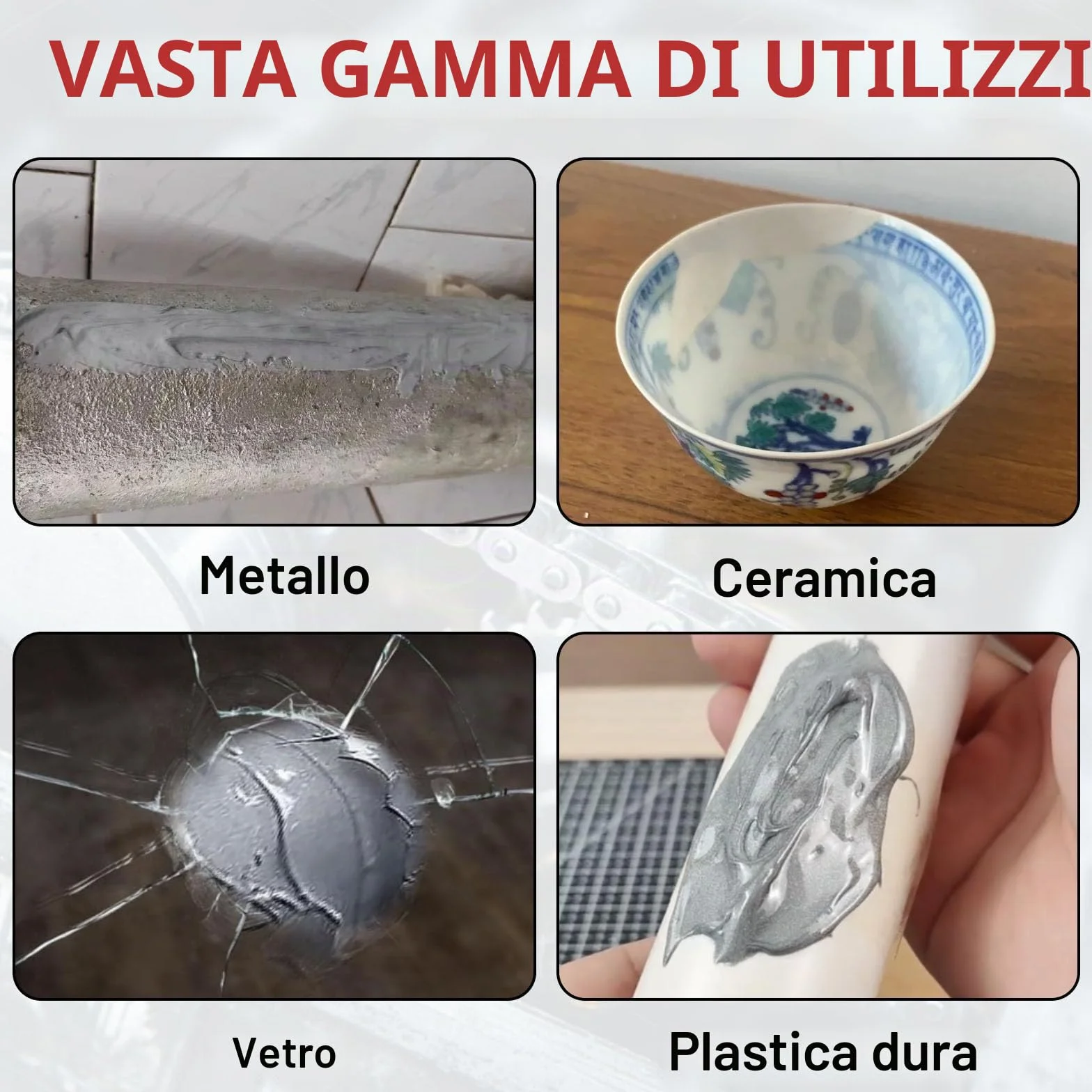 240g Colla Metallo, Impermeabile e Resistente al Calore Colla Per Metalli, Per Metallo Extra Forte Per la Metalli, Saldatura di Acciaio Inossidabile, Lega di Alluminio, Rame