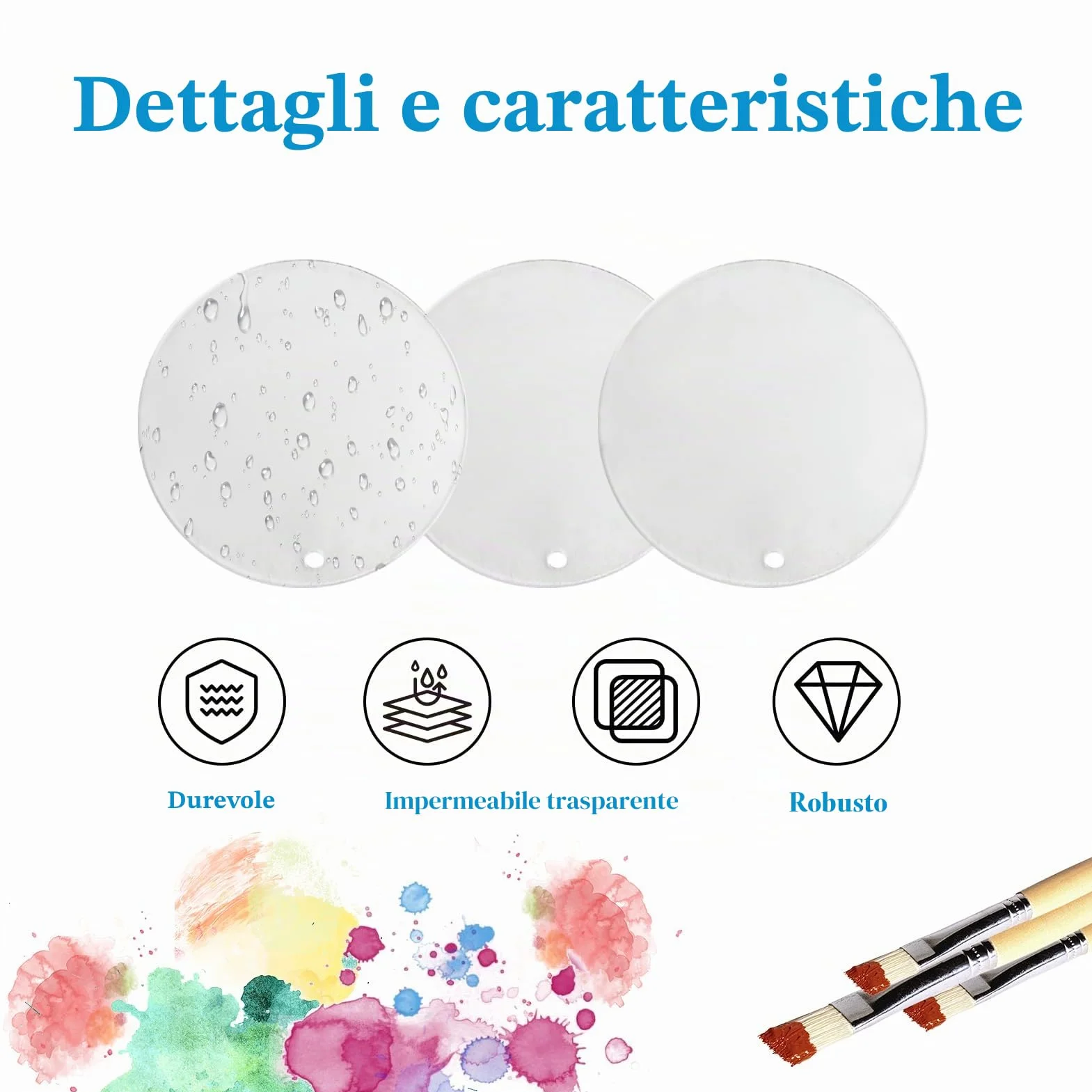 33 pezzi pannelli acrilici rotondi, disco circolare trasparente, 6.5 cm, lastre acriliche rotonde dello spessore di 1 mm, per fai da te, pittura, scrapbooking, artigianato
