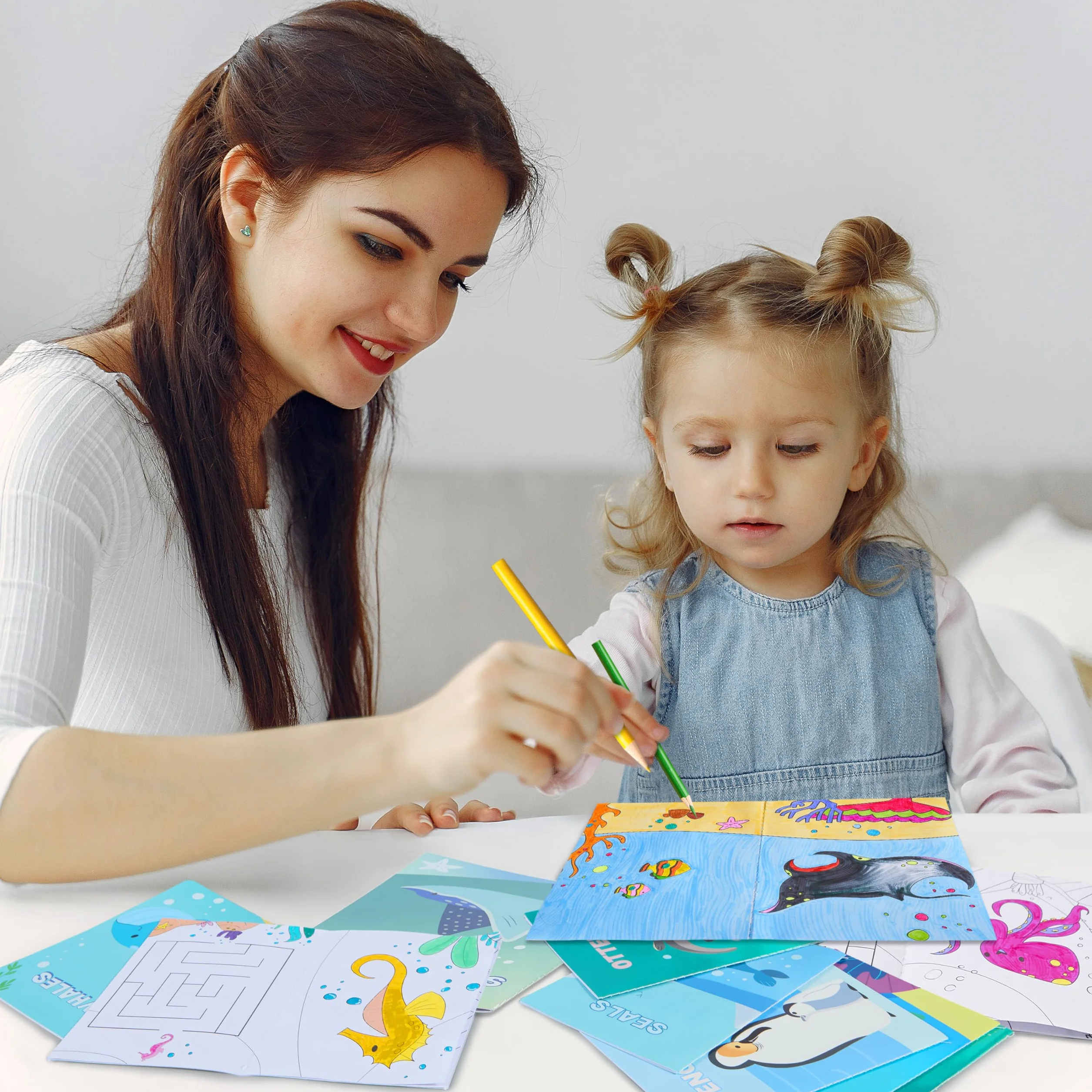 JOYIN - Set da 24 Libri da Colorare Oceano per Bambini, Mini libri attività con animali marini - Bomboniere, regali di compleanno, premi per la scuola