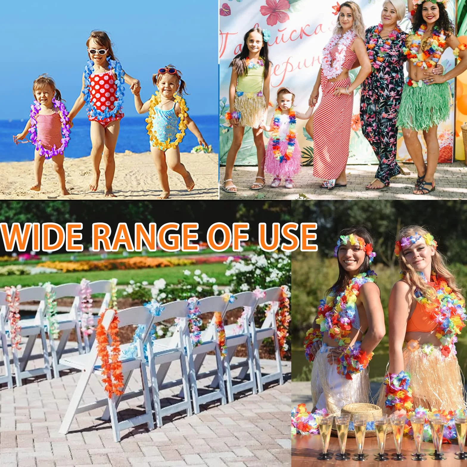 Frasheng 60 Pezzi Ghirlanda Hawaiana Collana,Tropicale Ghirlande Hawaii Hula,Hawaiana Luau Leis,Collane Hawaii Fiori,Decorazioni Feste Hawaiane Leis per Tropicale Spiaggia a Tema Festa Decorazioni