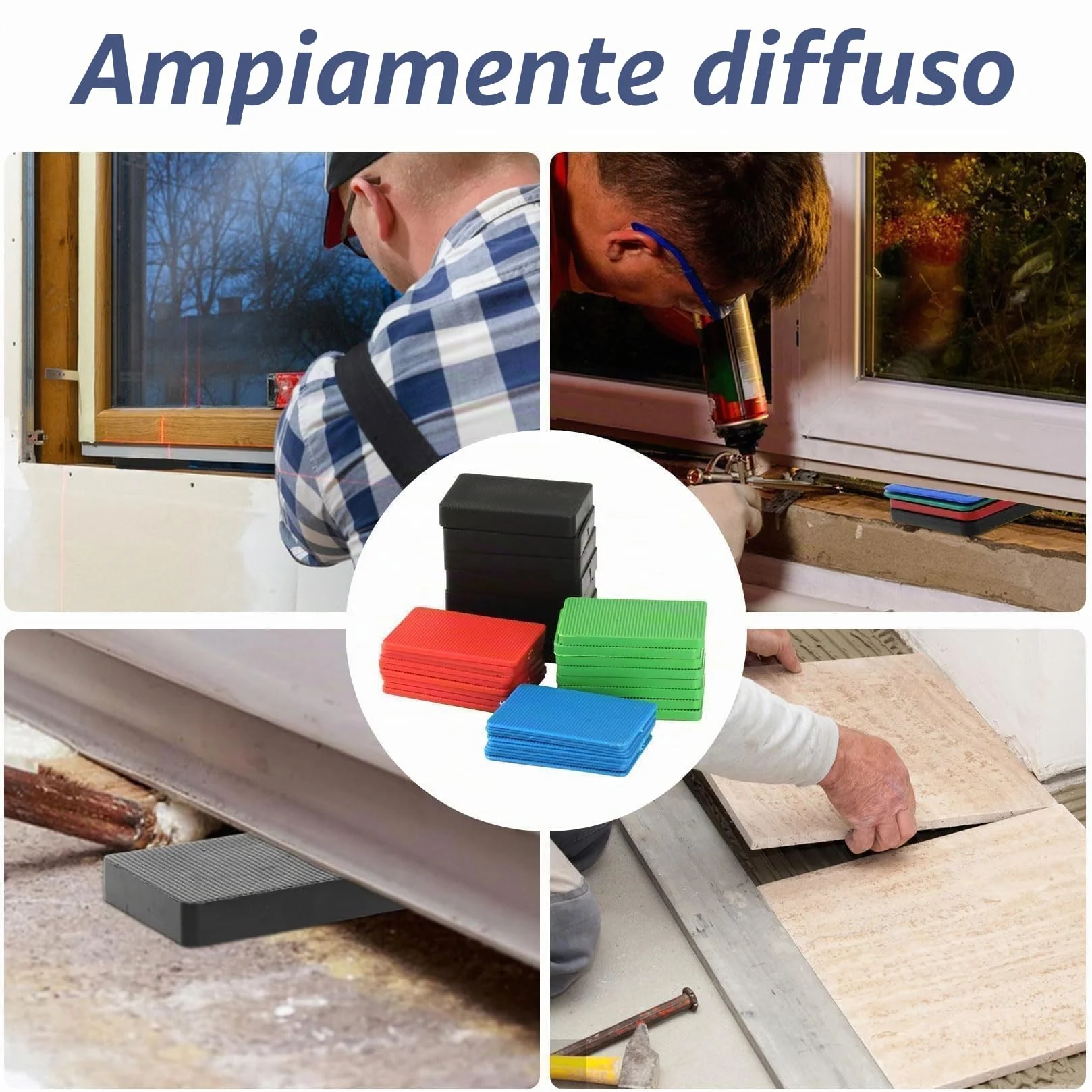 80 Pz Distanziatori in Plastica, Spessori in Plastica, Distanziatori Cunei per Piastrelle, Blocchi Distanziatori Piatti, Distanziatori per Piastrelle Vetri Finestre e Porta(4 Misure)